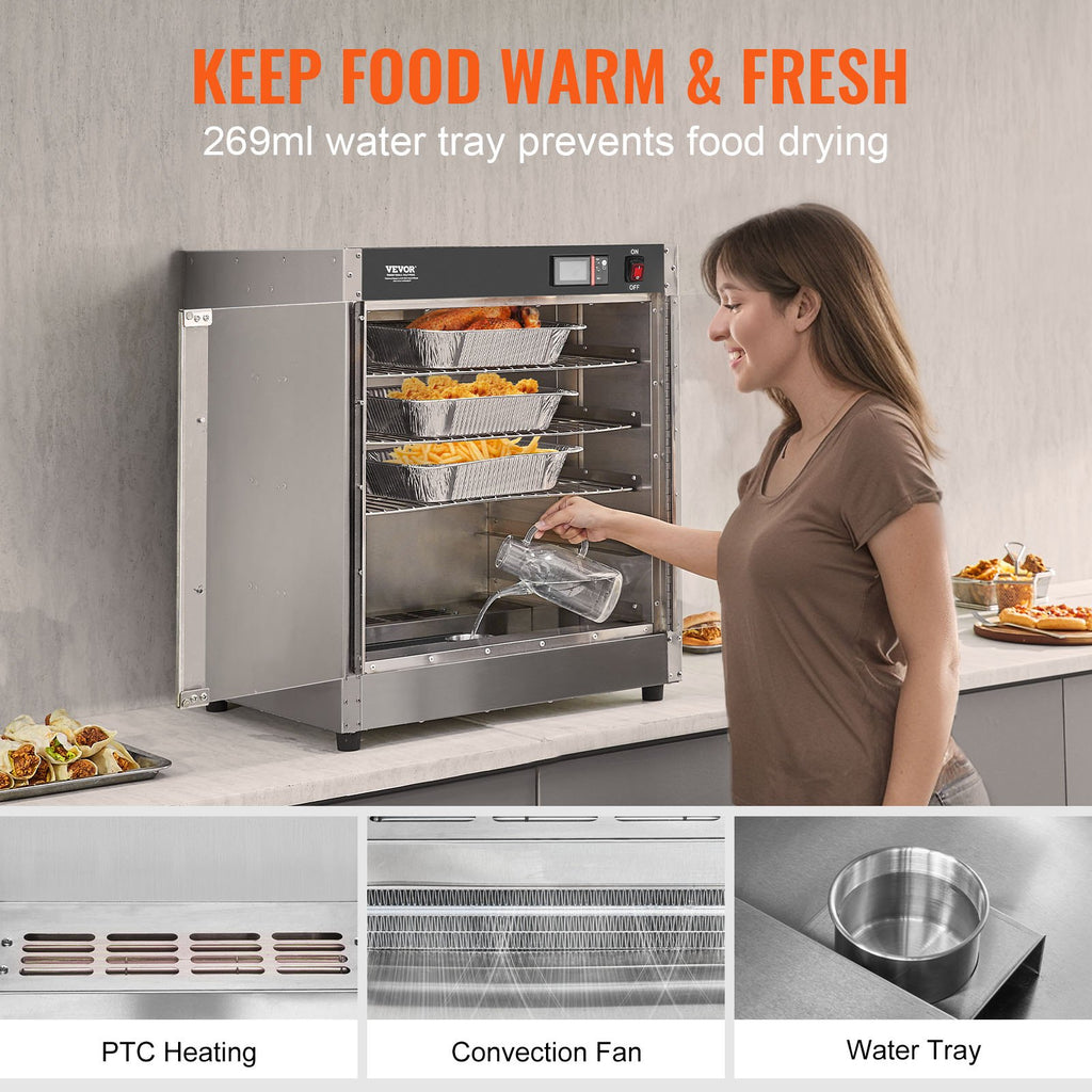 Maisto šildymo vitrina VEVOR FWHB-400*600-5, 5 lentynos, 850W