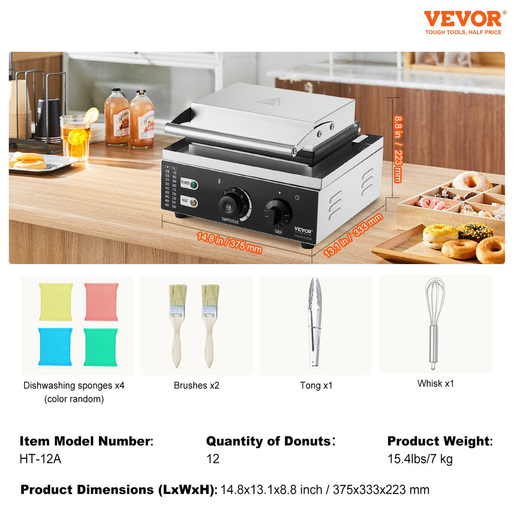 Elektrinė spurgų kepyklė VEVOR HT-12A, 1550W