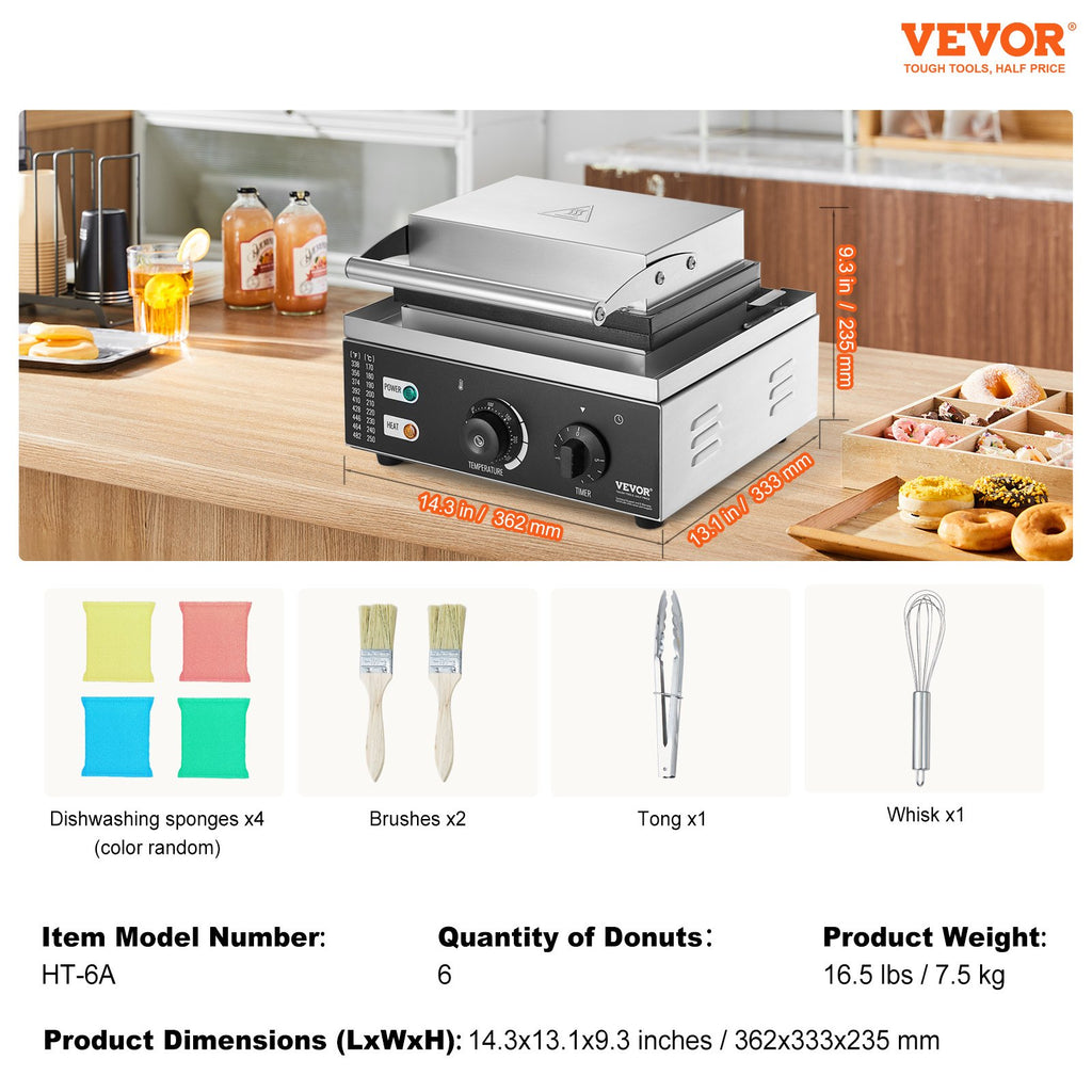 Elektrinė spurgų kepyklė VEVOR HT-6A, 1550W