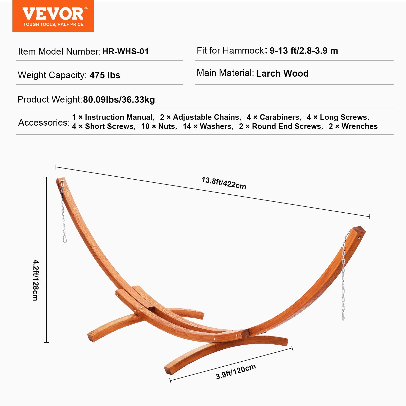 Medinis hamako stovas VEVOR HR-WHS-01, 215 kg keliamoji galia