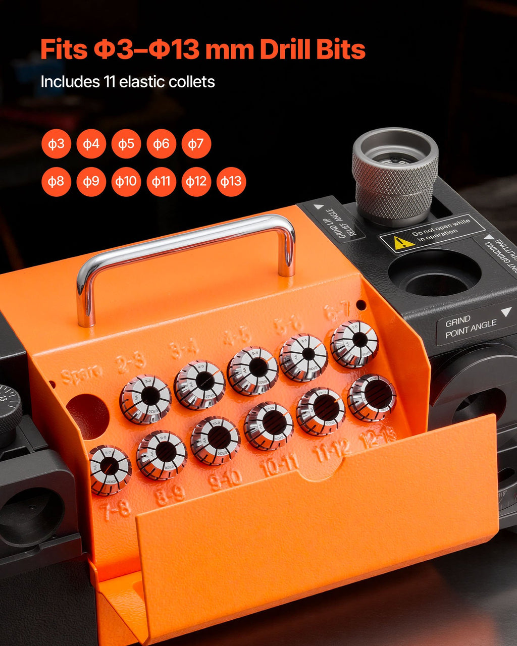 Grąžtų galandimo staklės VEVOR MR-13D, 3–13 mm grąžtams