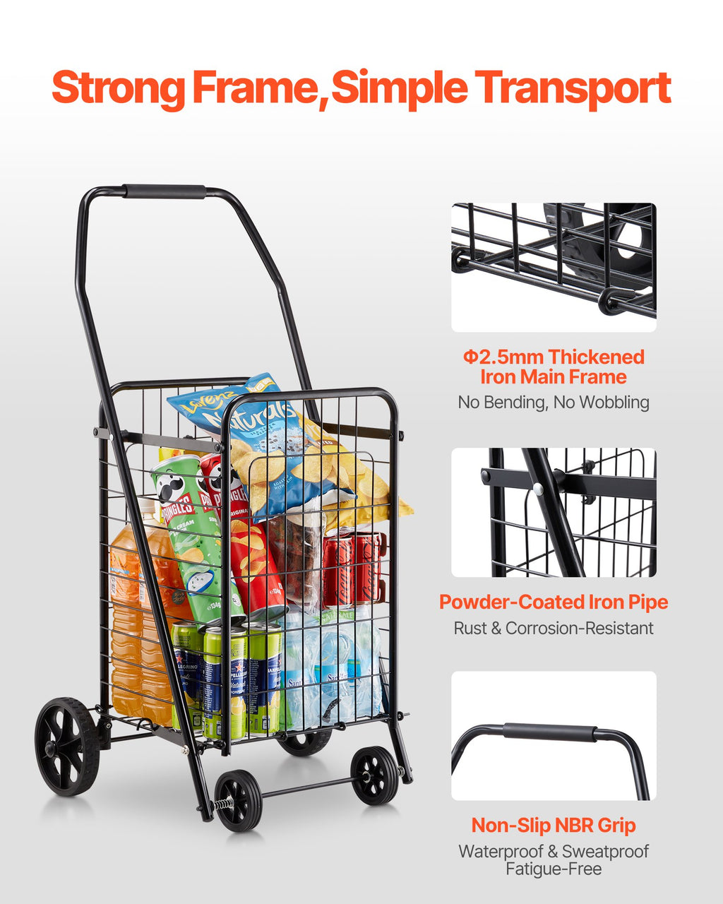 Sulankstomas pirkinių krepšys VEVOR ZZ 501S, 40,8 kg keliamoji galia