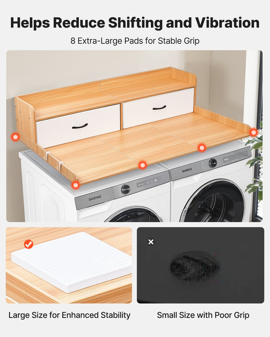 Skalbimo mašinos ir džiovyklės stalviršis VEVOR DX0202-C250399S-02, 137x69,9 cm