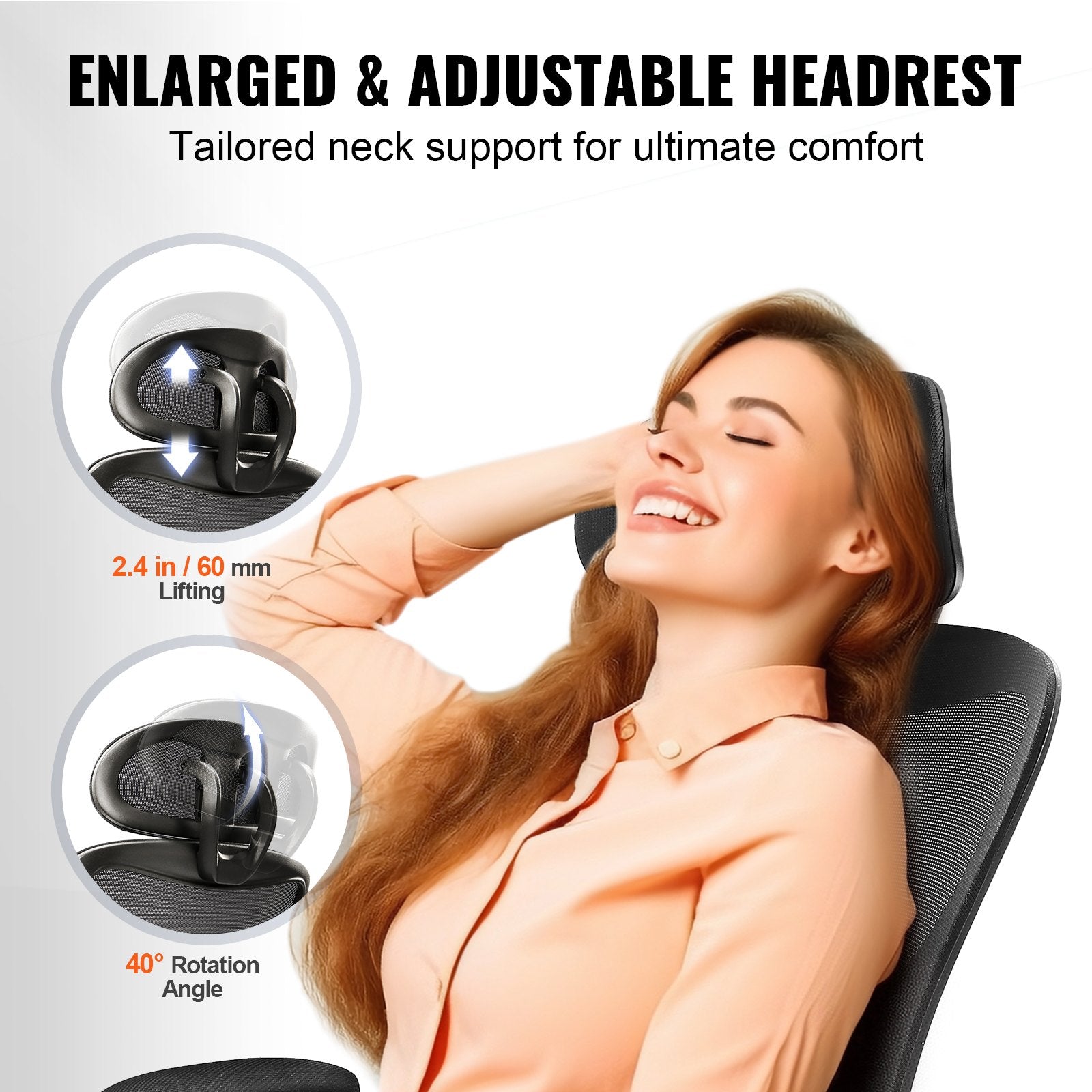 Ergonominė biuro kėdė VEVOR W-227C, 130 kg apkrova