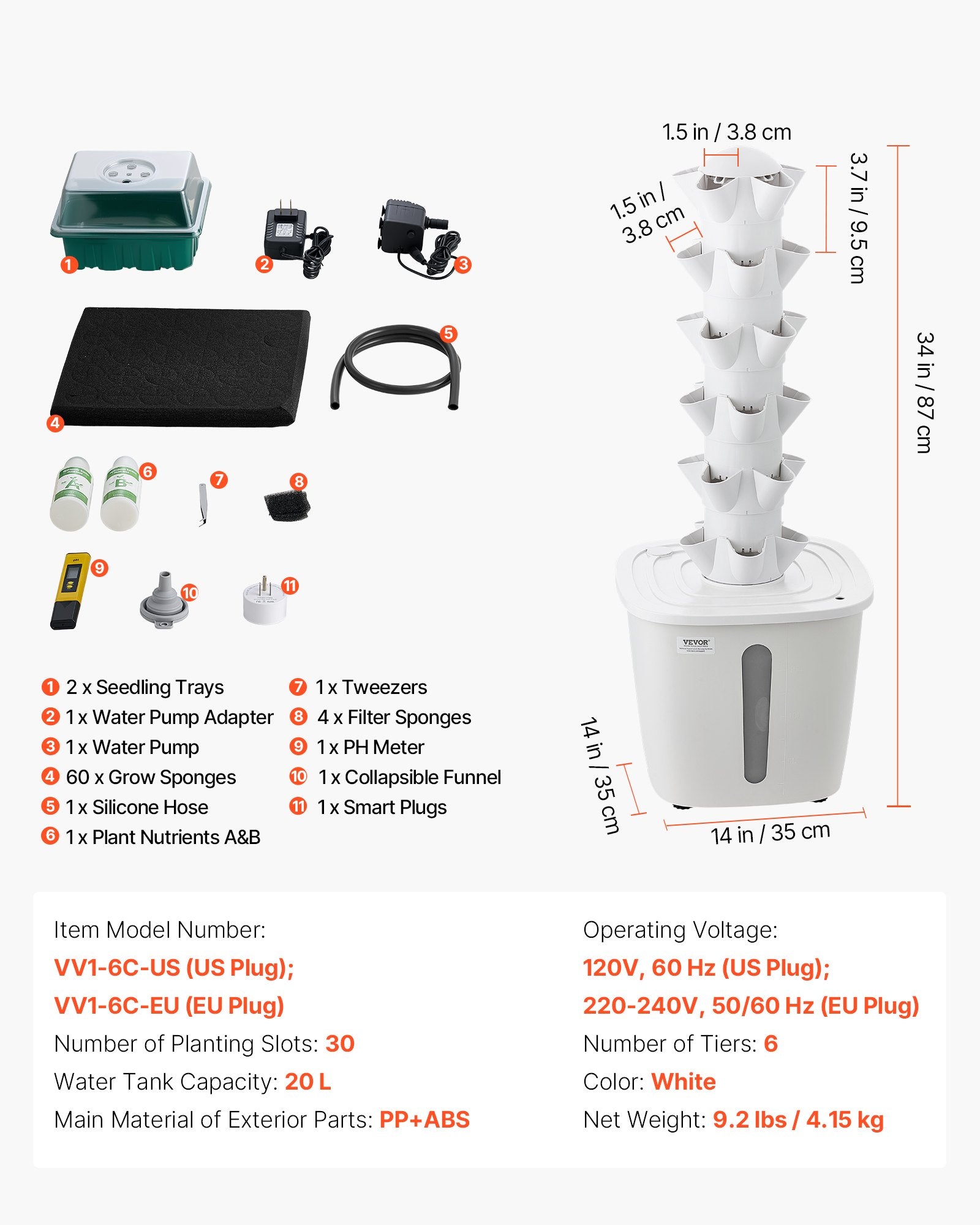 Hidroponinė auginimo sistema VEVOR VV1-6C-EU, 30 vietų augalams