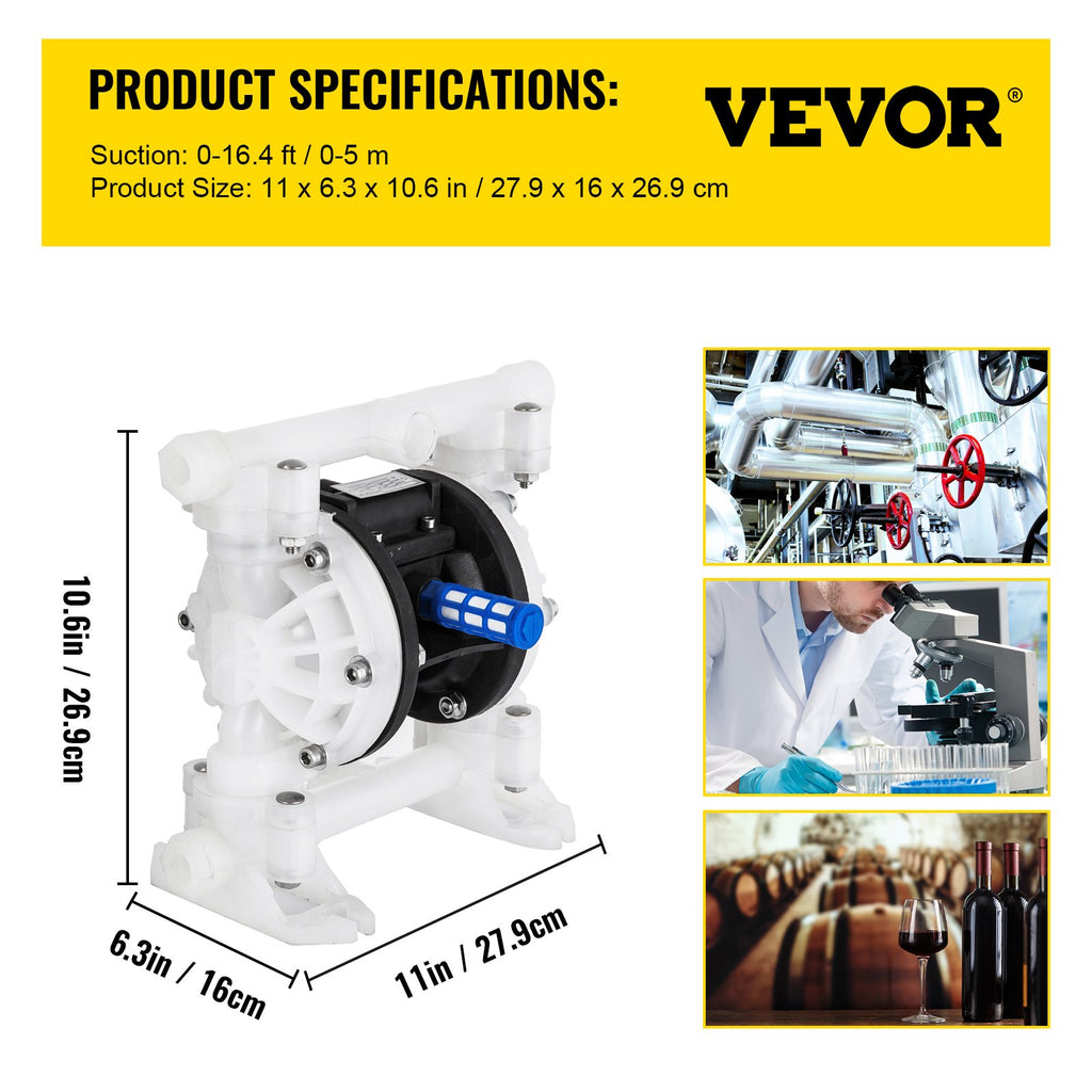 Pneumatinis membraninis siurblys VEVOR QBY4-15, 100 PSI