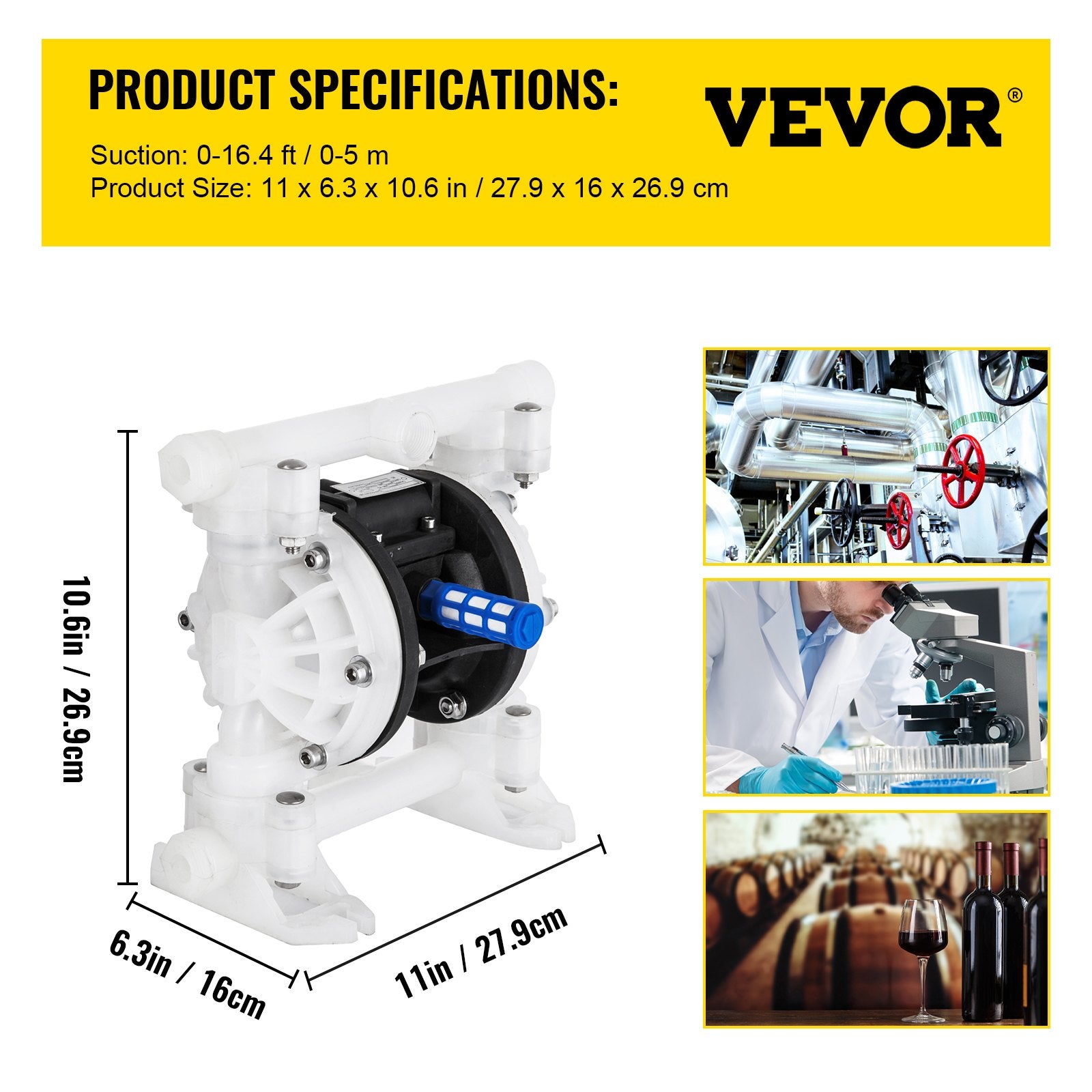 Pneumatinis membraninis siurblys VEVOR QBY4-15, 100 PSI