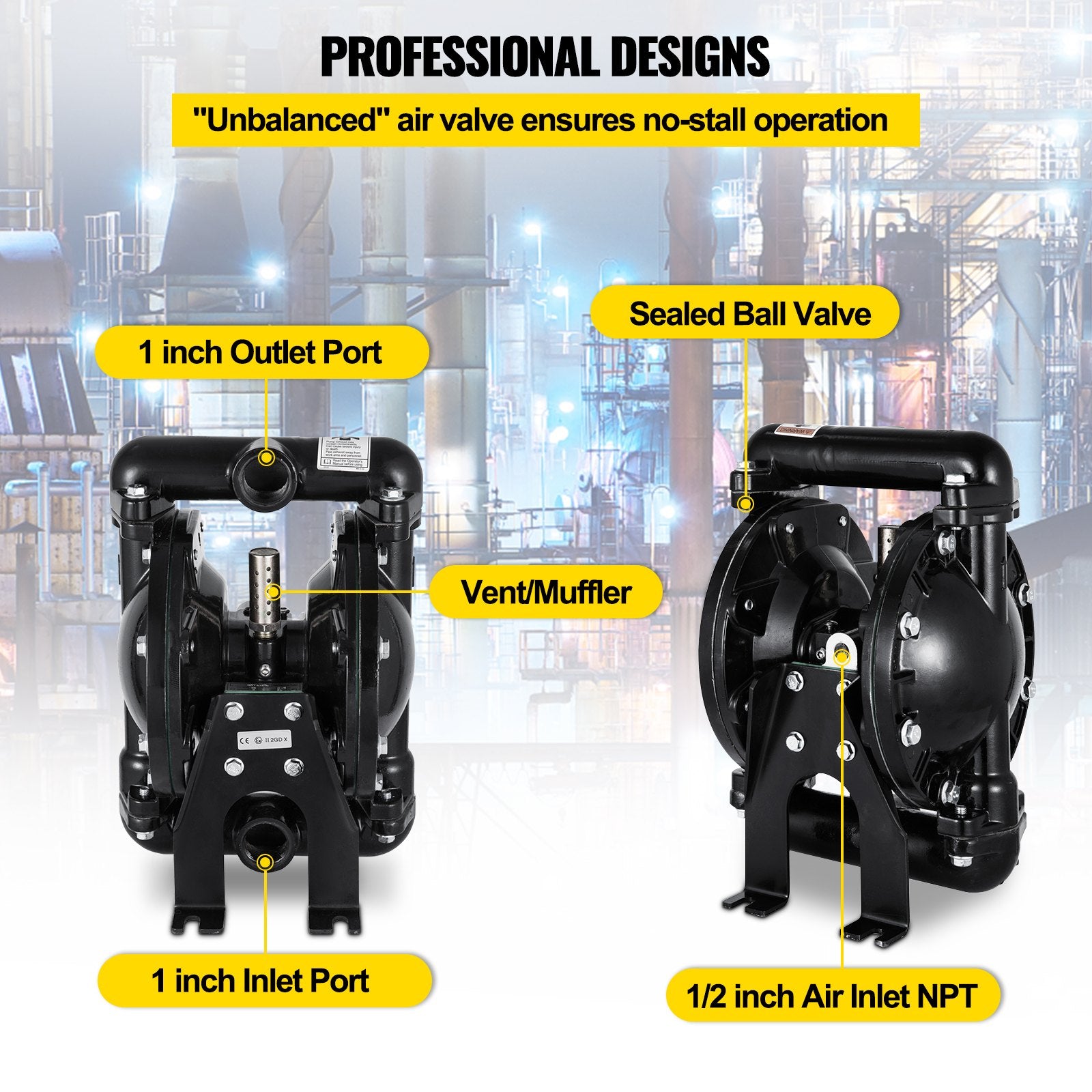 Pneumatinis dvigubos membranos siurblys VEVOR QBY4-25L, 132 l/min