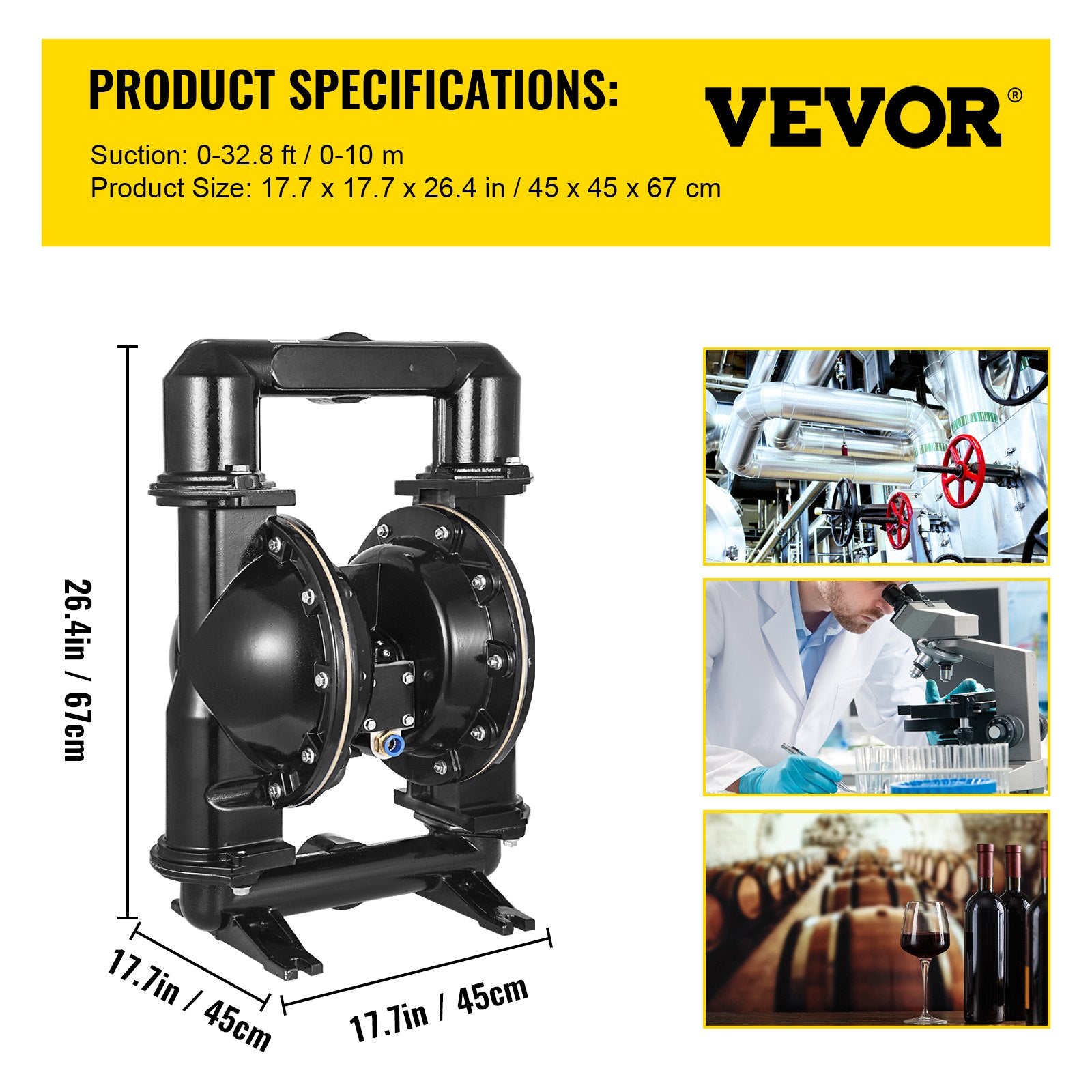 Pneumatinis dvigubos membranos siurblys VEVOR QBY4-50L, 2 colių jungtis