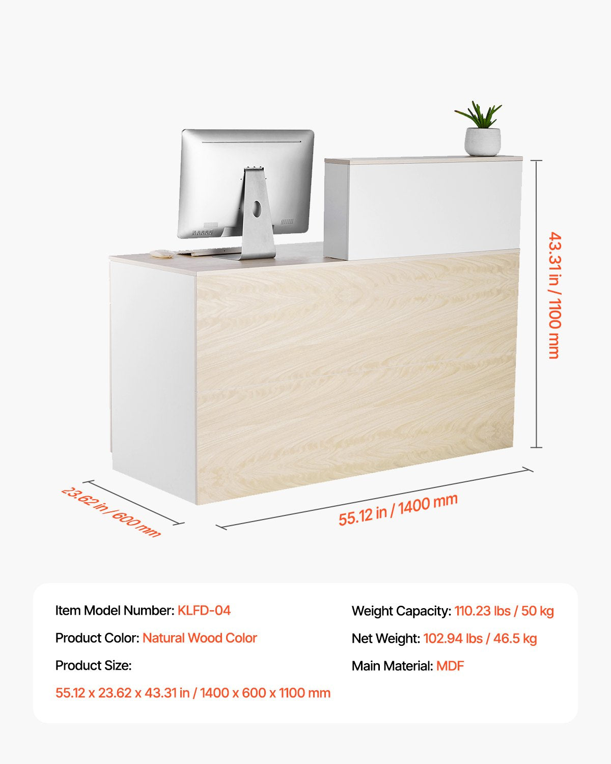Priimamojo stalas VEVOR KLFD-04, 140x60x110 cm