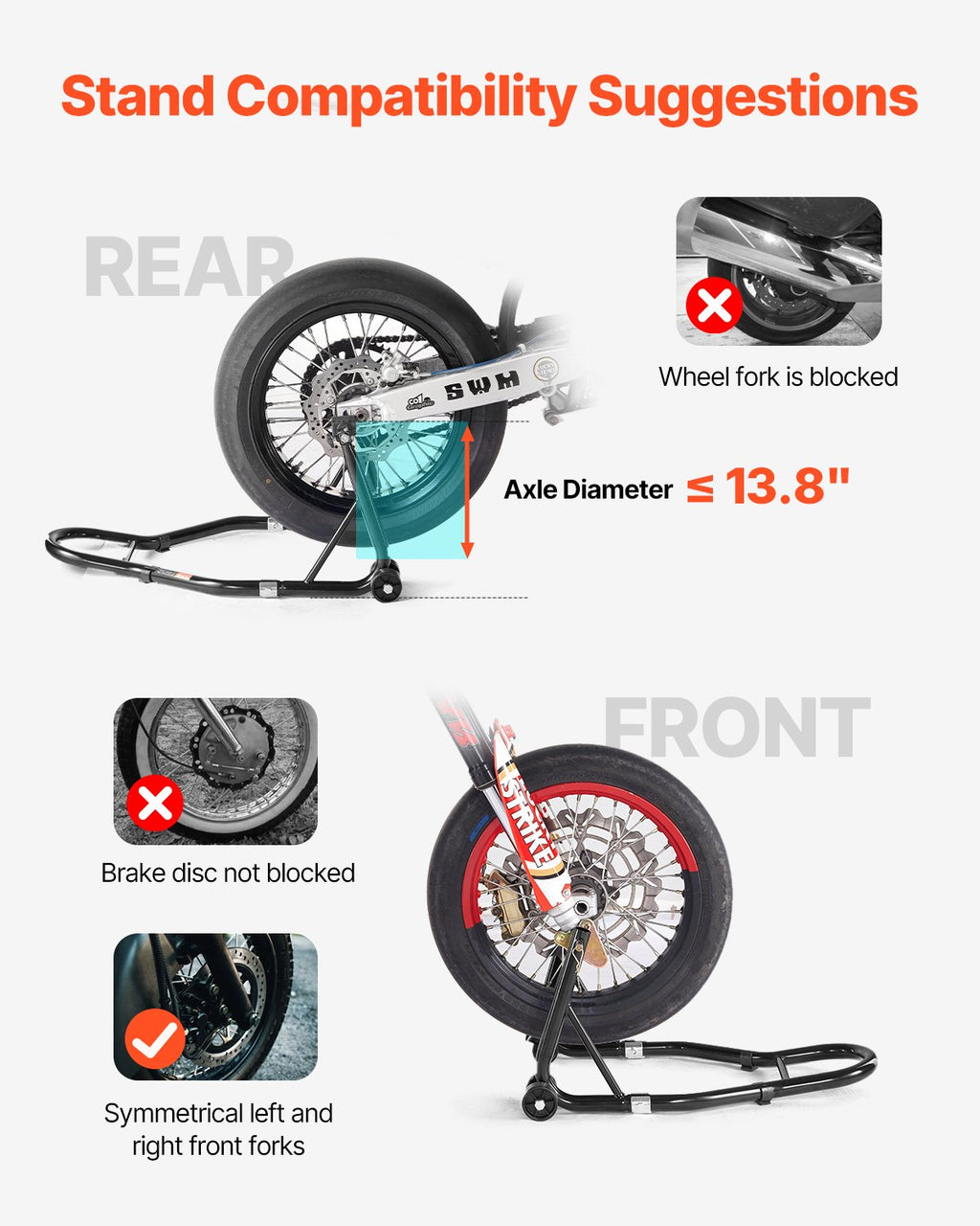 Motociklo pakėlėjų komplektas VEVOR TD-003-05WFR, 500 kg keliamoji galia