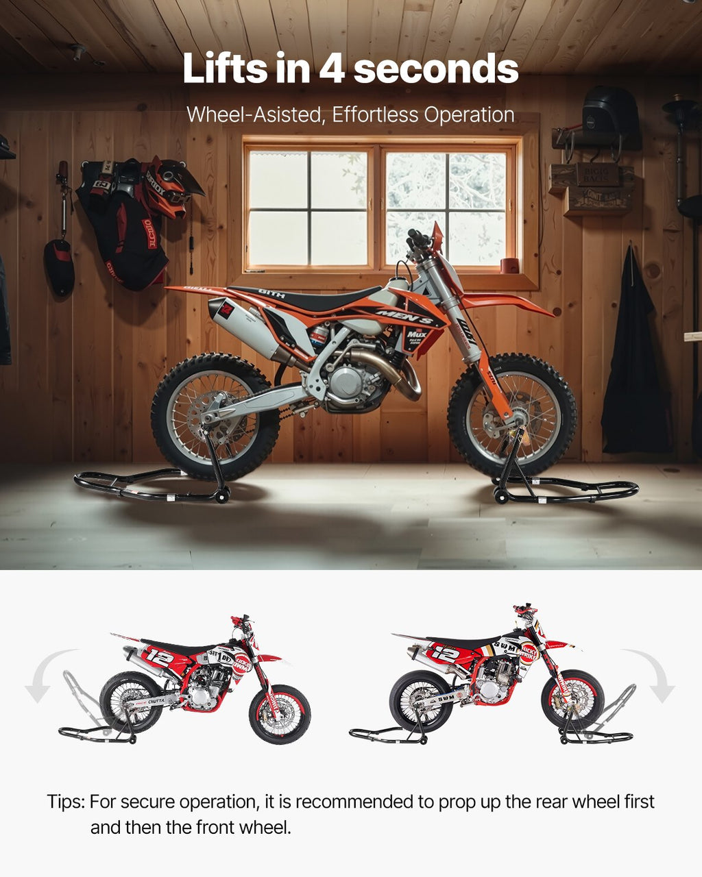 Motociklo pakėlėjų komplektas VEVOR TD-003-05WFR, 500 kg keliamoji galia