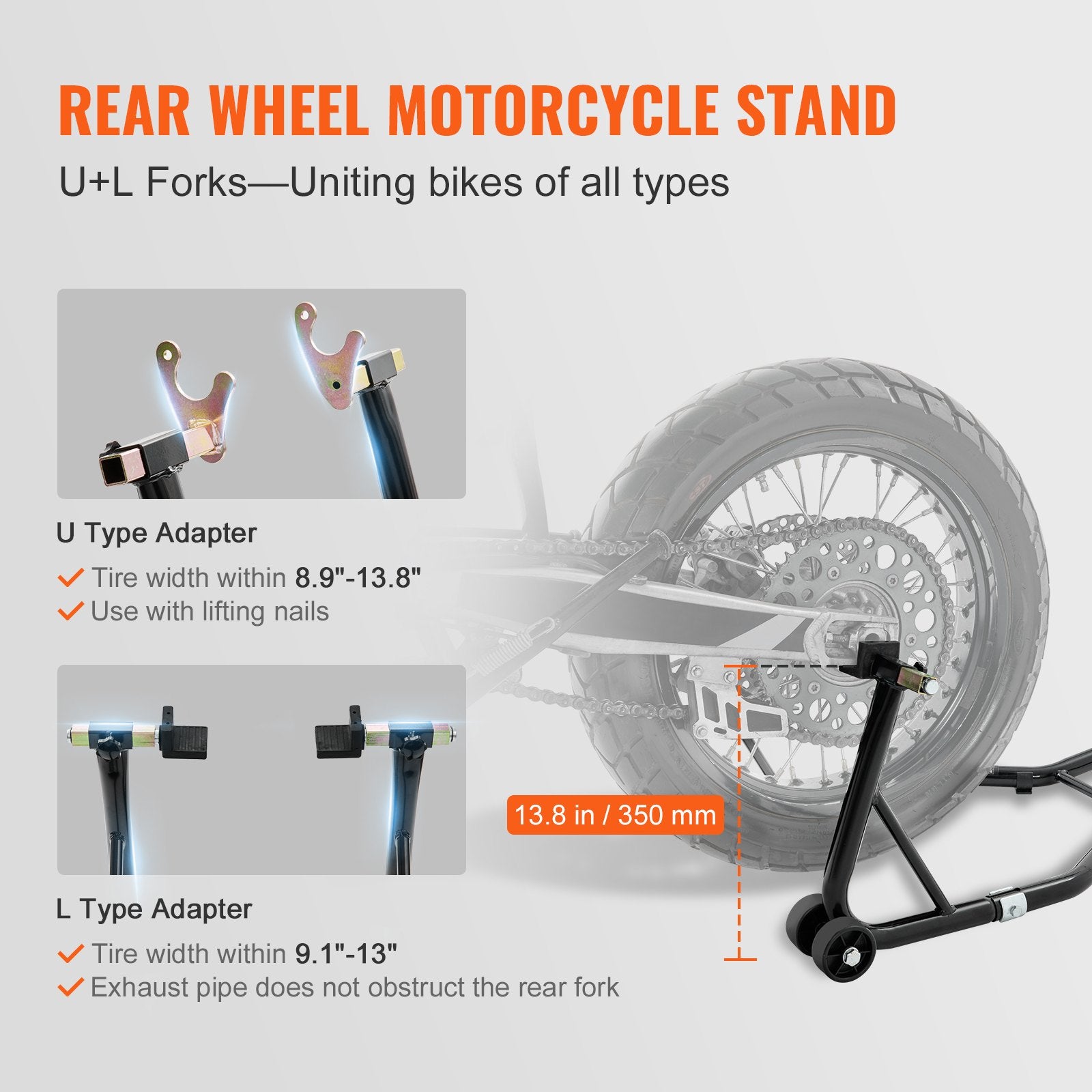 Motociklo pakėlėjų komplektas VEVOR TD-003-05FR, 0,39 t