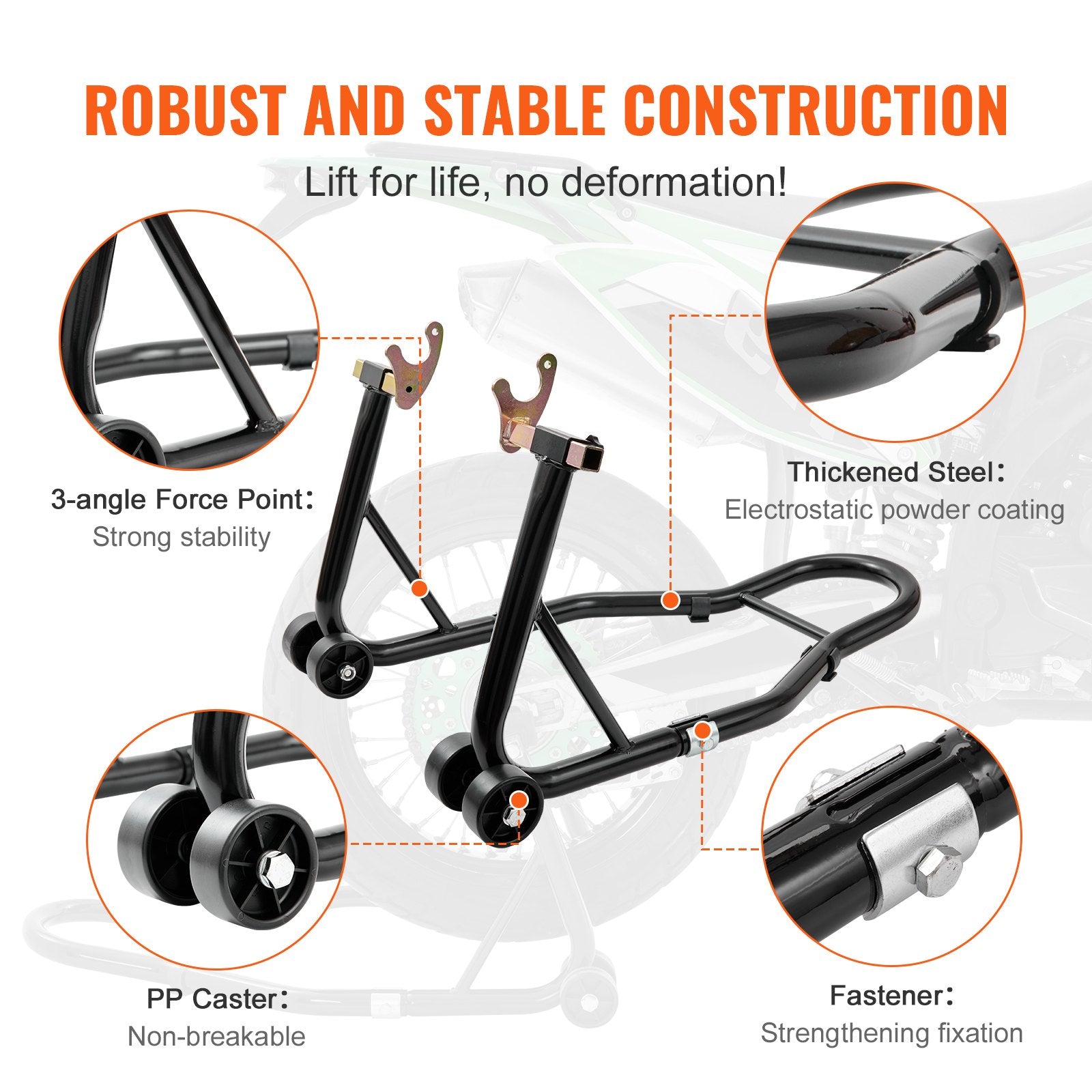 Motociklo pakėlėjų komplektas VEVOR TD-003-05FR, 0,39 t
