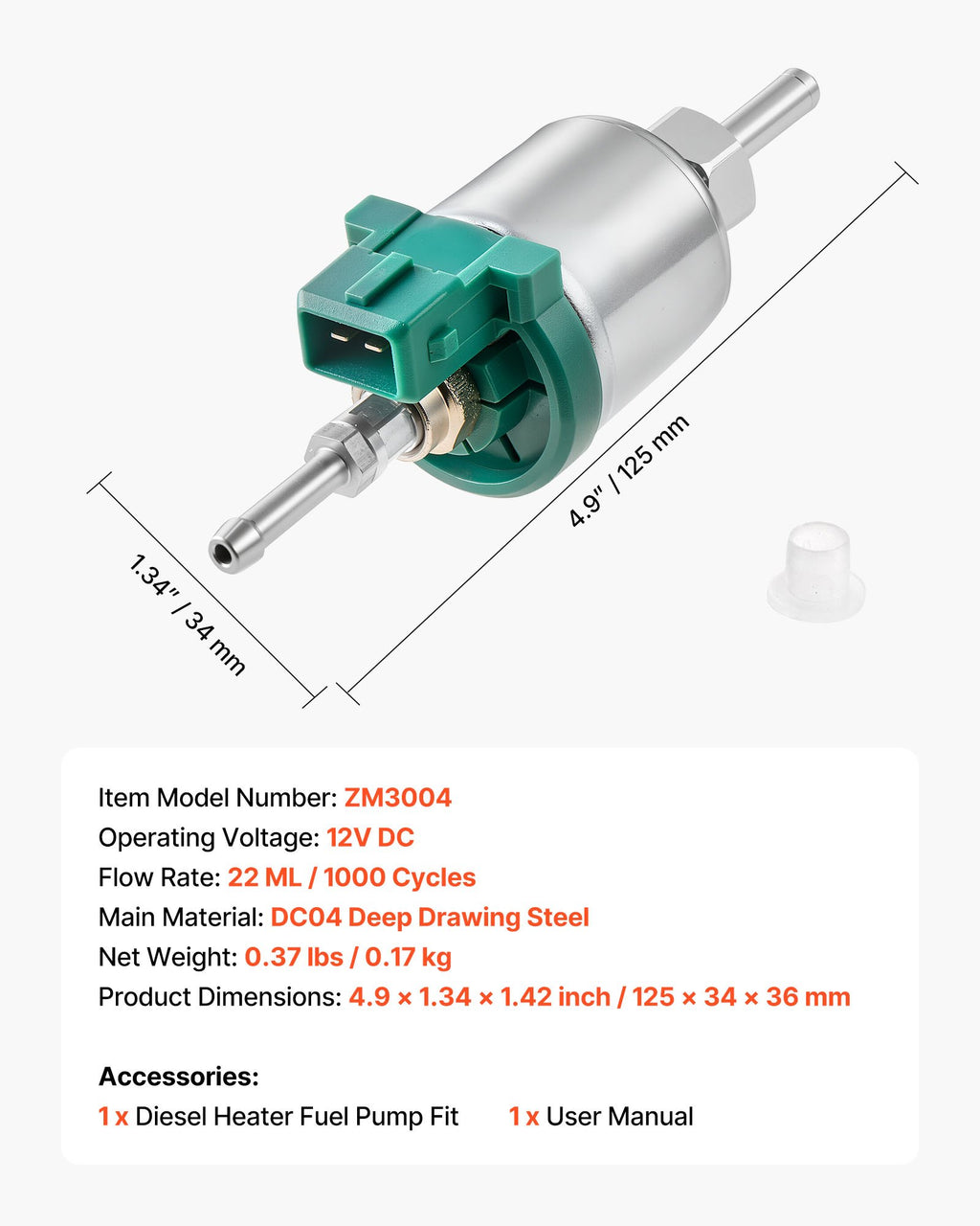 Dyzelinio šildytuvo kuro siurblys VEVOR ZM3004, 12V