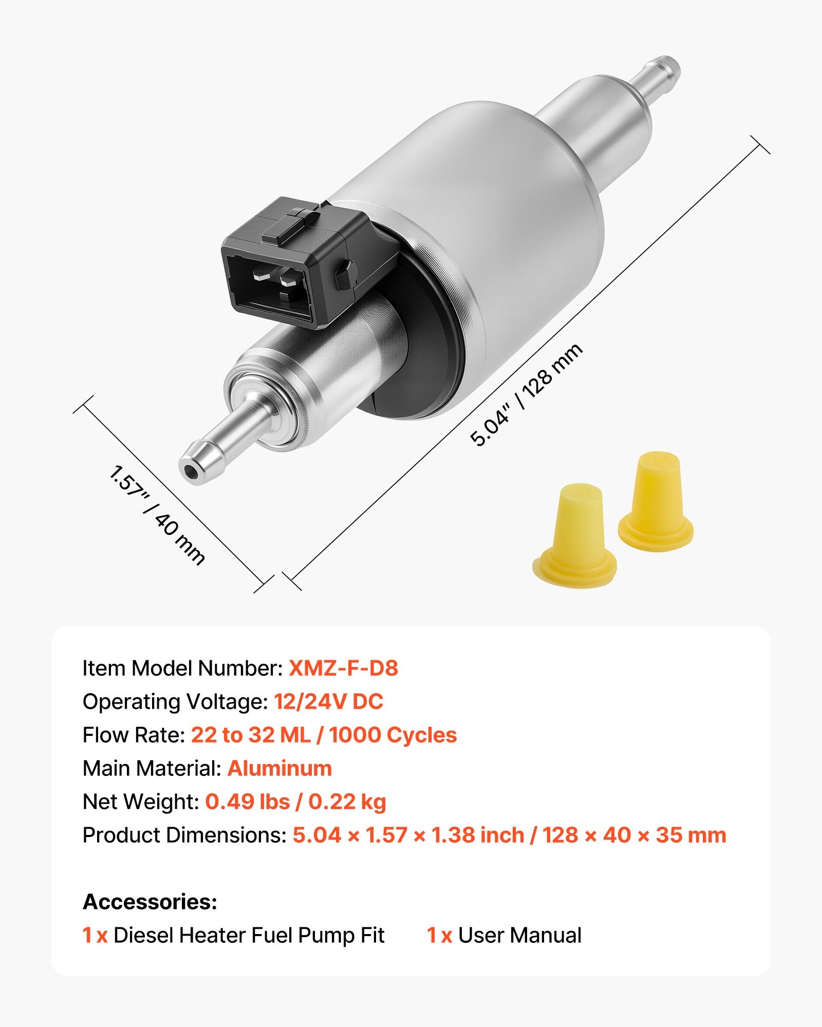 Dyzelinio šildytuvo kuro siurblys VEVOR XMZ-F-D8, 12/24V