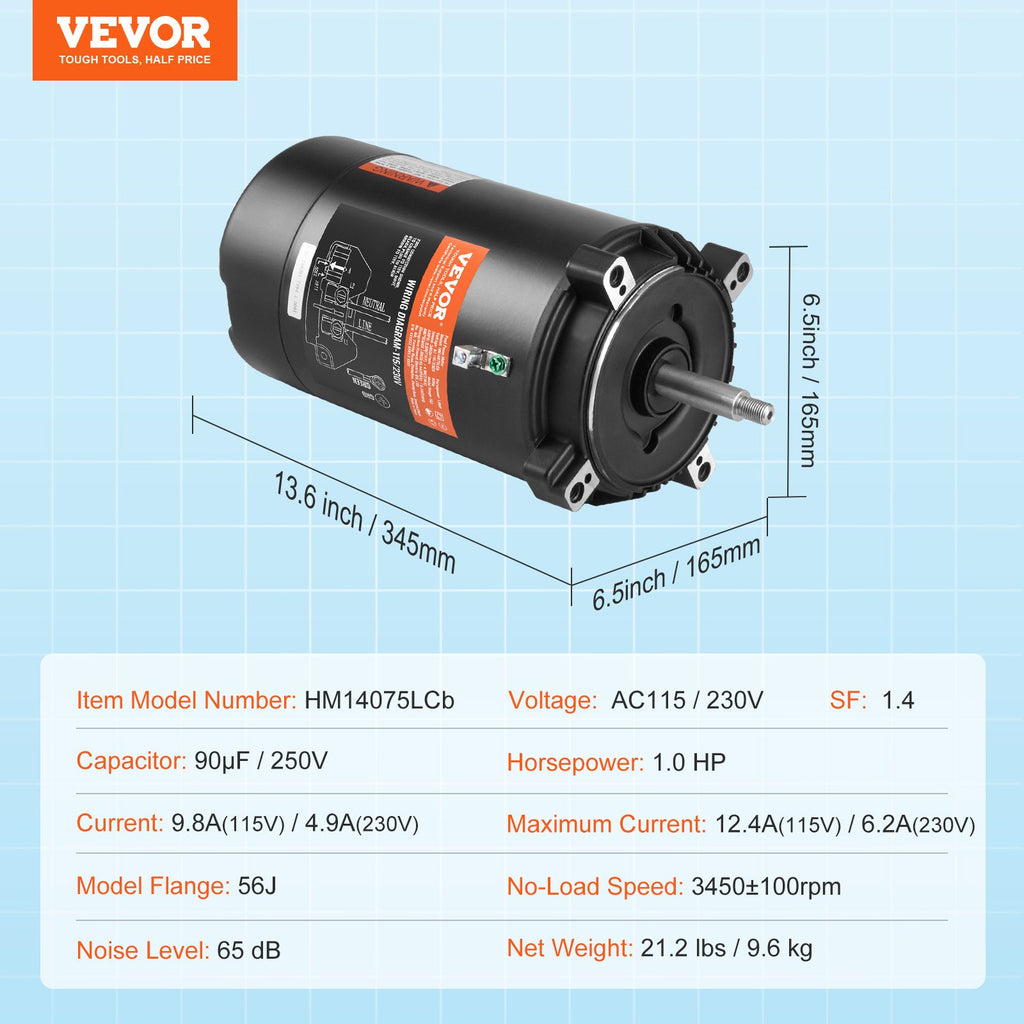 Baseino siurblio variklis VEVOR HM14075LCb, 1 AG