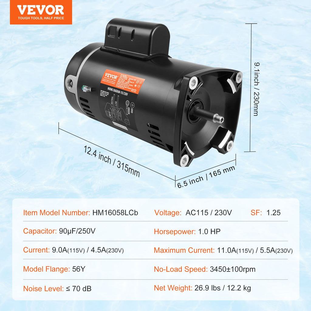 Baseino siurblio variklis VEVOR HM16058LCb, 1 AG