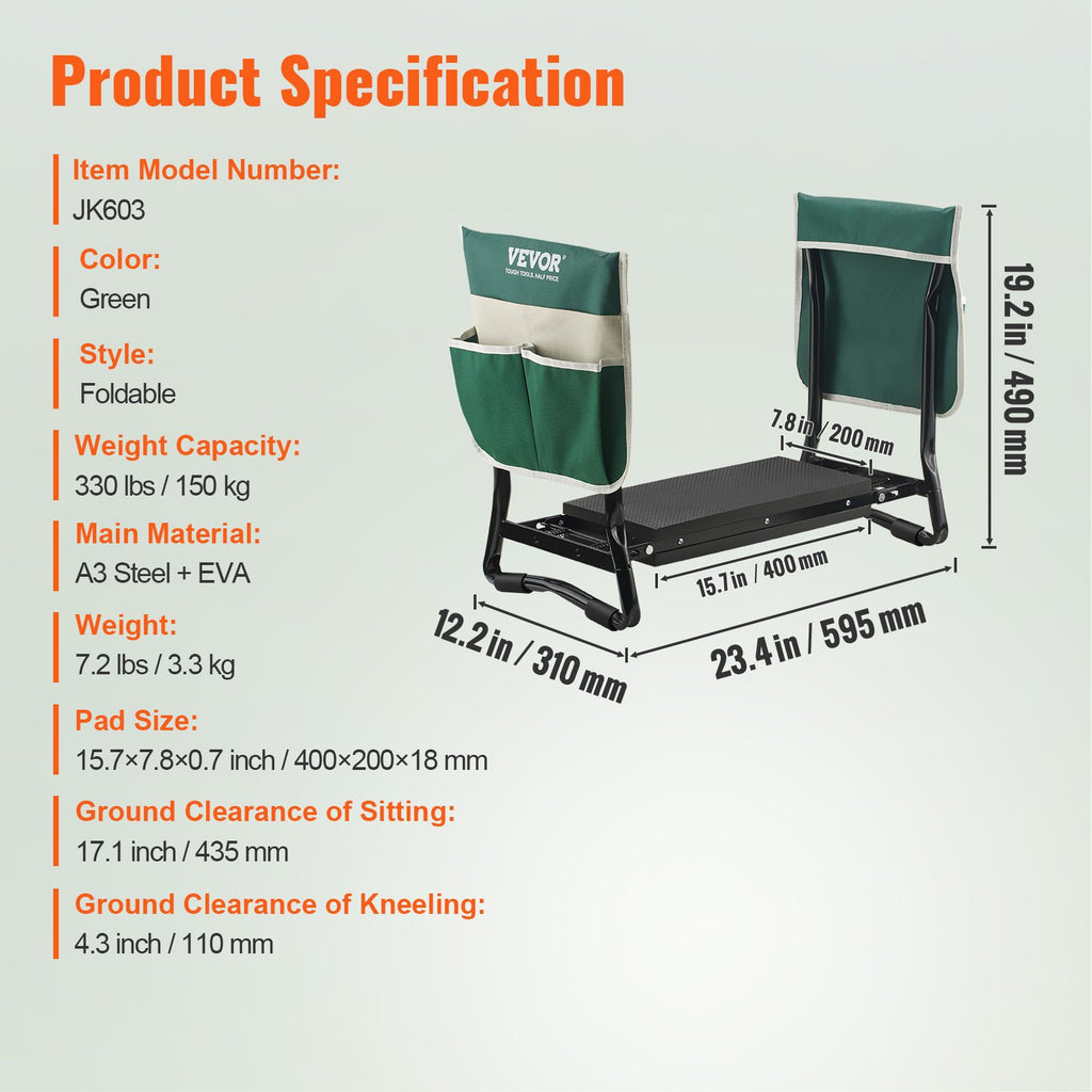 Sodo kėdutė-klauptas VEVOR JK603, 150 kg apkrova