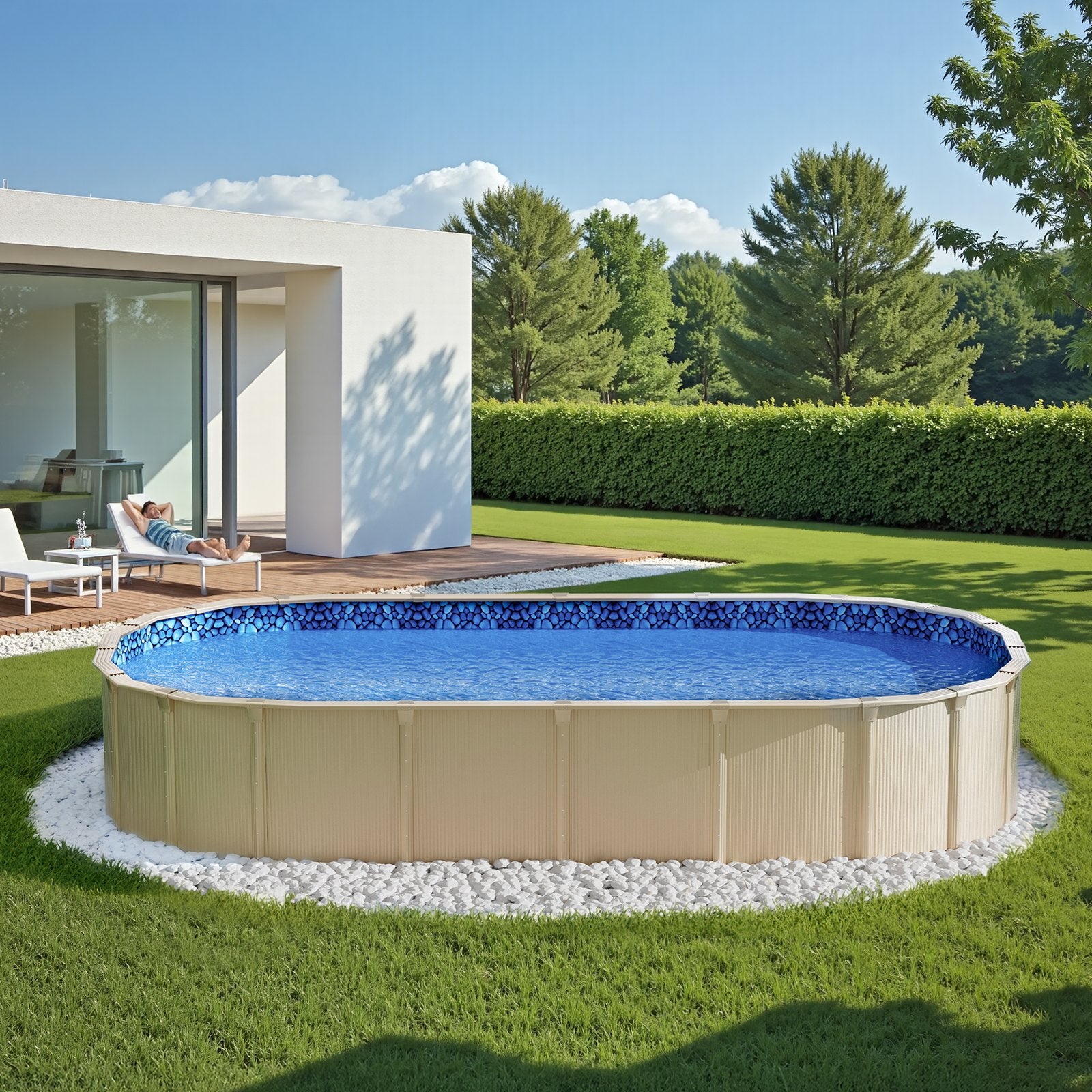 Ovalus baseino įdėklas VEVOR 15X30X54X0.32, 4,57 x 9,14 m