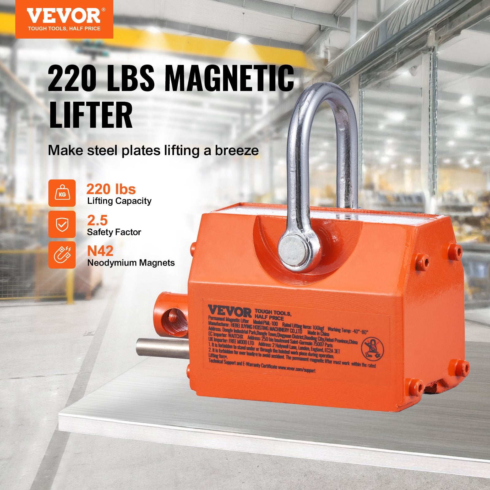Magnetinis keltuvas VEVOR PML-100, 100 kg keliamoji galia