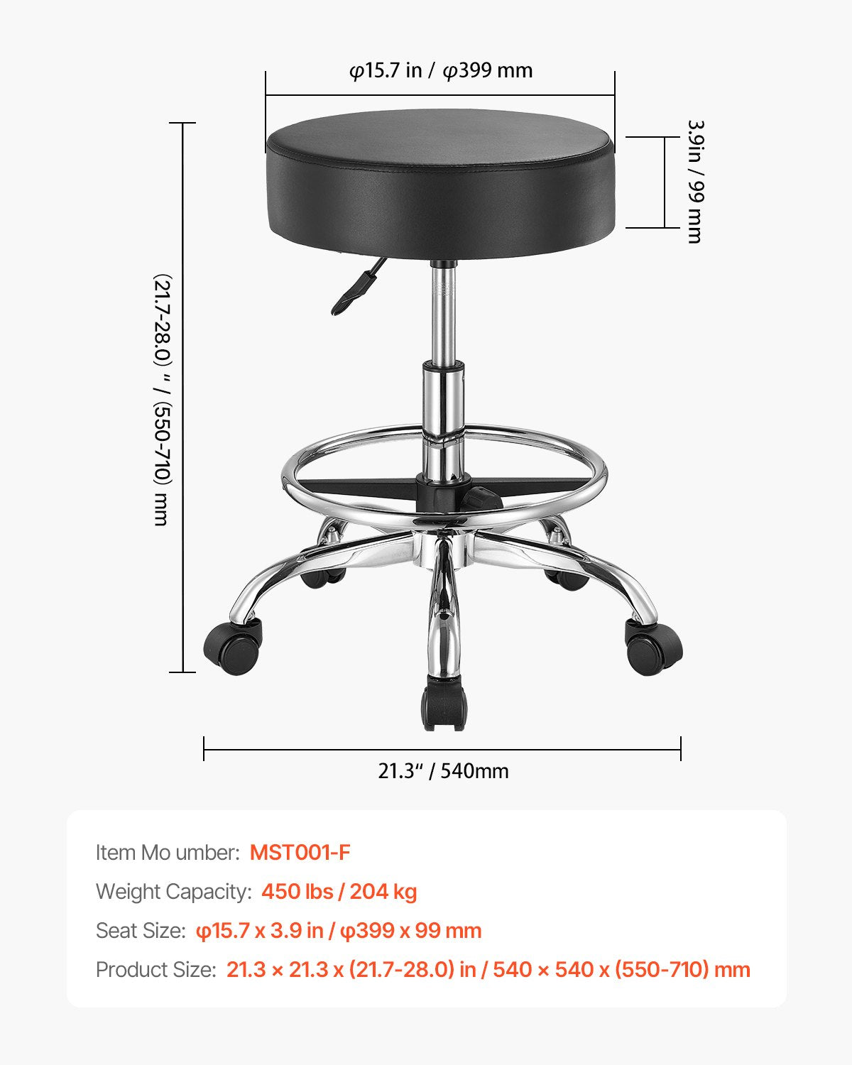 Mobili kėdė-taburetė VEVOR MST001-F, 204 kg keliamoji galia