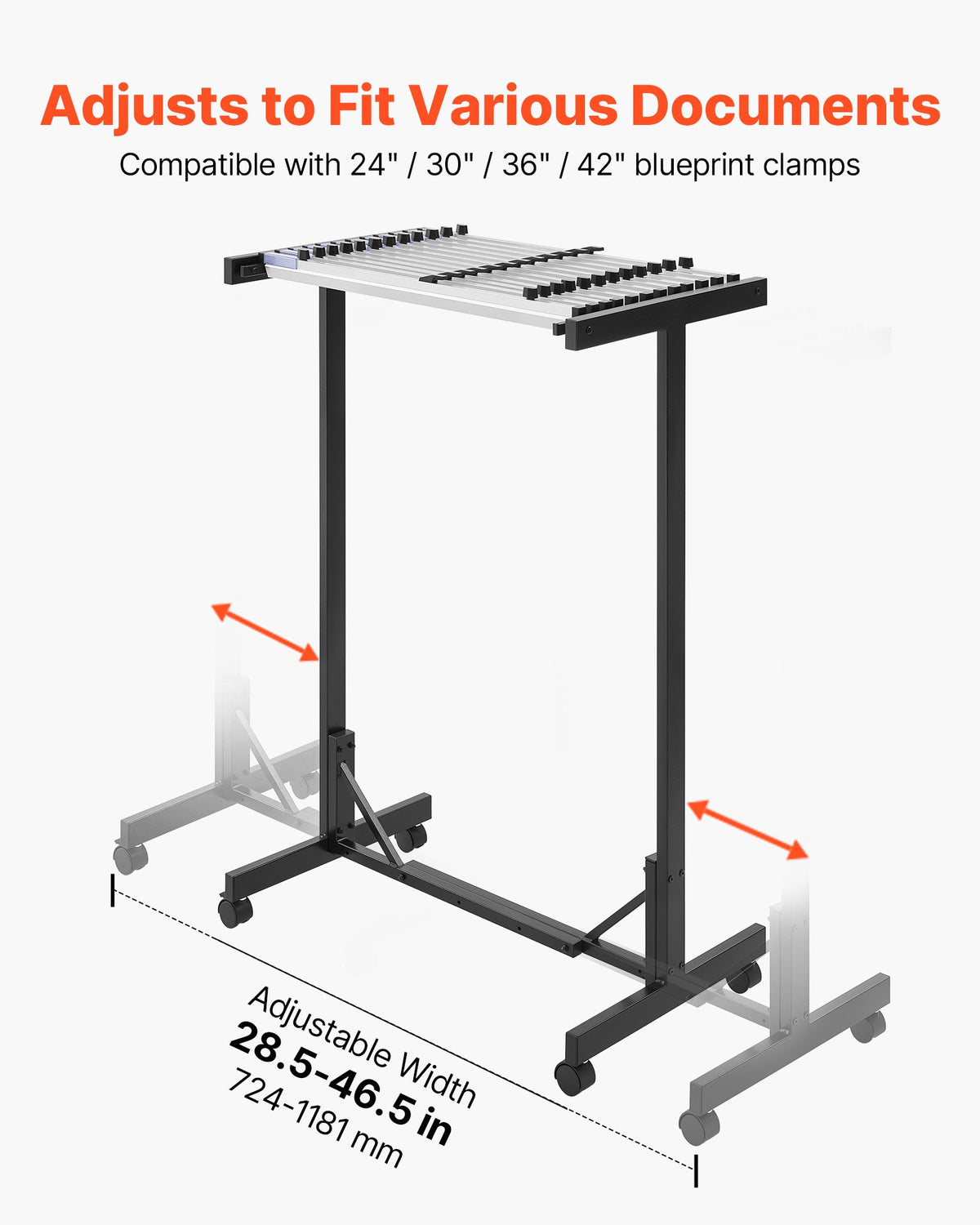 Brėžinių saugojimo stovas VEVOR ZSJ2820, su 12 vnt. 762 mm gnybtų
