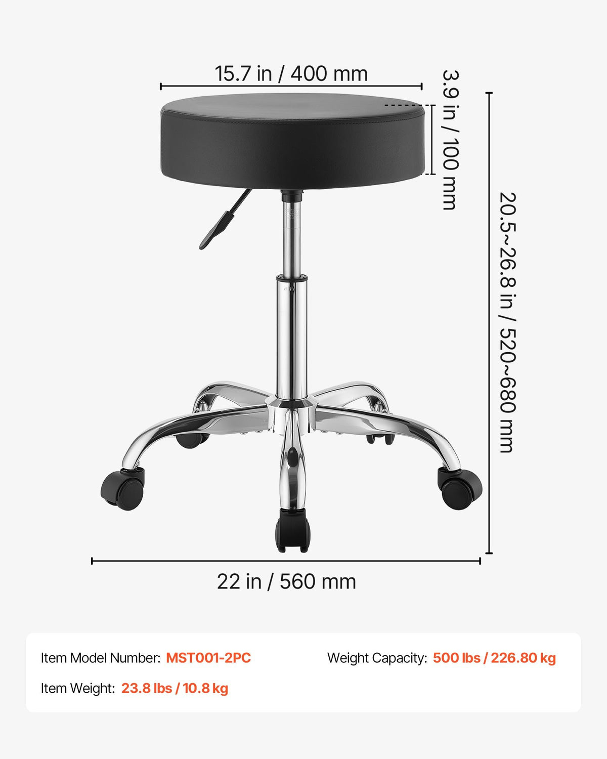 Mobili kėdė-taburetė VEVOR MST001-2PC, 2 vnt., 226,8 kg keliamoji galia