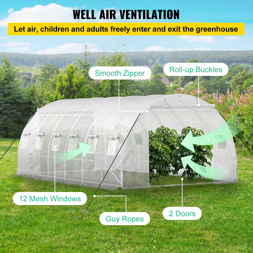 Šiltnamis tunelinis VEVOR VV-TG-12107WHITE, 6.1 x 3 x 2.1 m