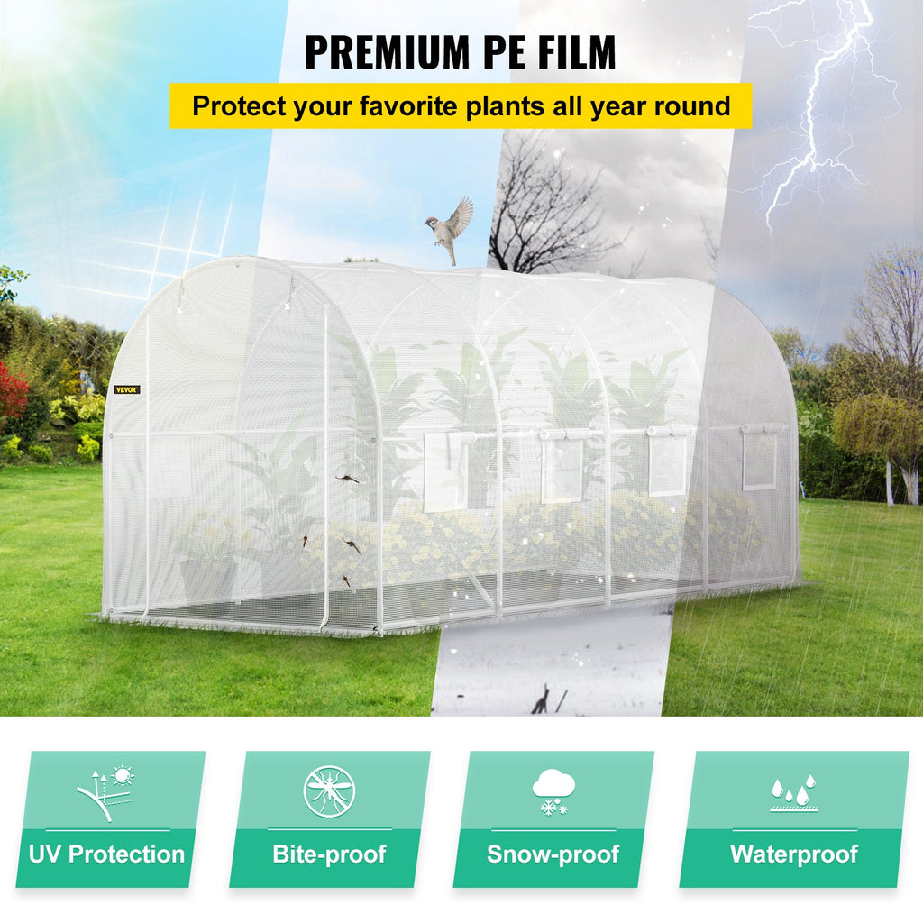 Šiltnamis tunelis VEVOR VV-TG-1577WHITE, 4,6 x 2 x 2,1 m