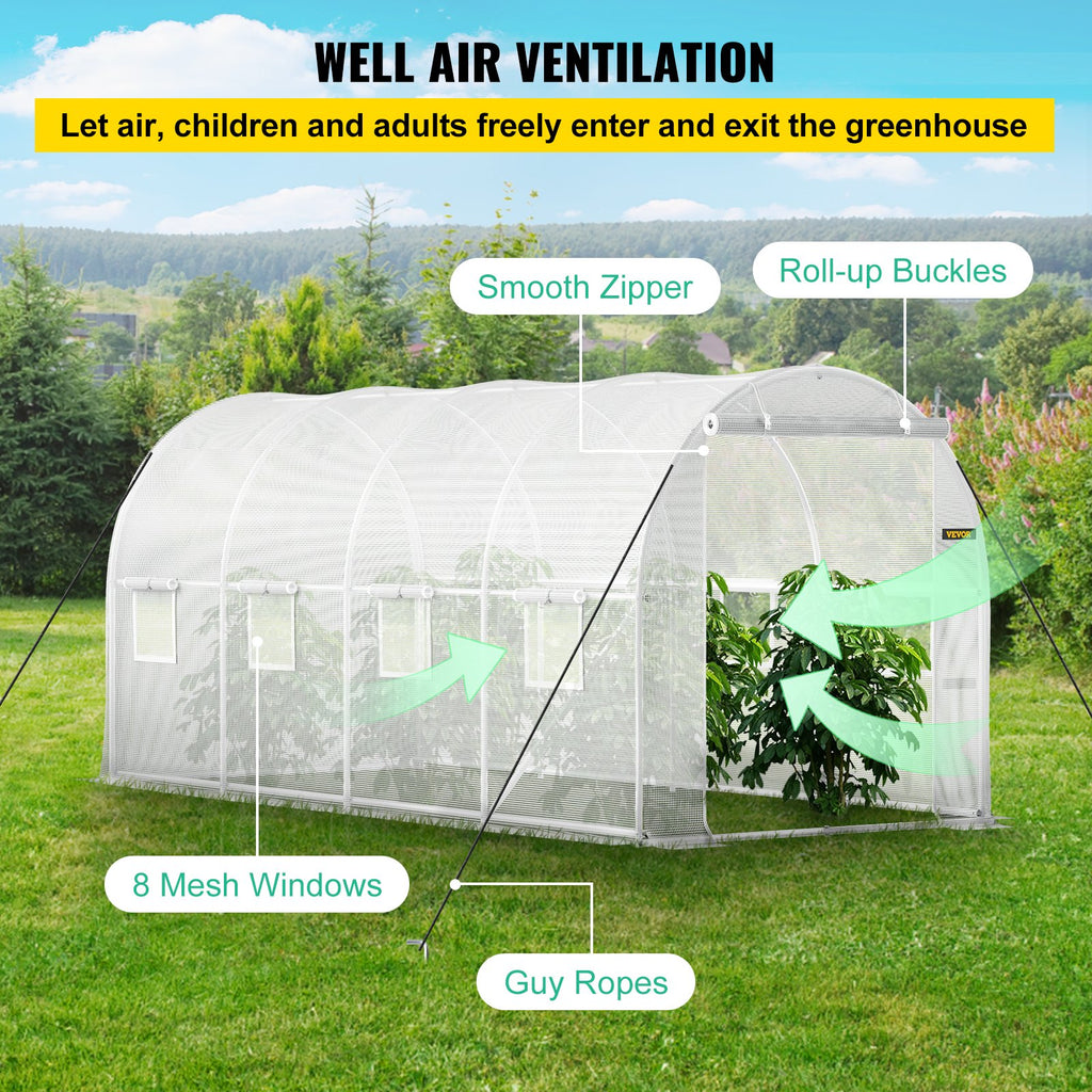 Šiltnamis tunelis VEVOR VV-TG-1577WHITE, 4,6 x 2 x 2,1 m