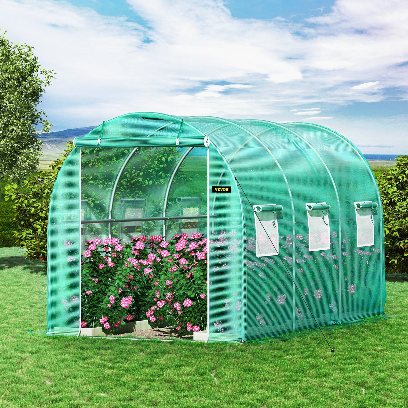 Tunelinis šiltnamis VEVOR VV-TG-1577GREEN, 3,7 x 2,1 x 2,1 m