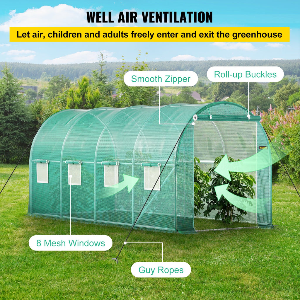 Šiltnamis tunelinis VEVOR VV-TG-1577GREEN, 4,5 x 2 x 2 m
