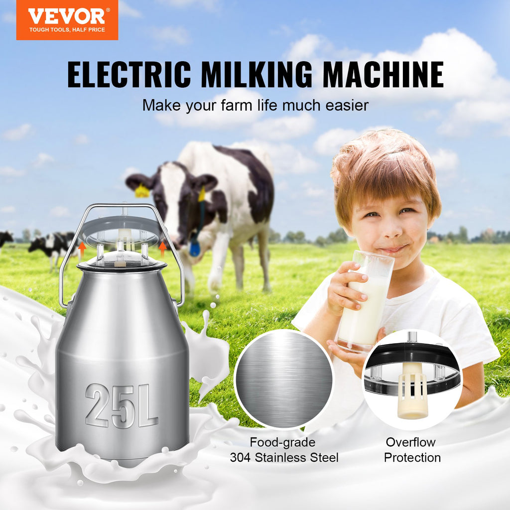 Elektrinė karvių melžimo mašina VEVOR 9JYZ-1, 25 l