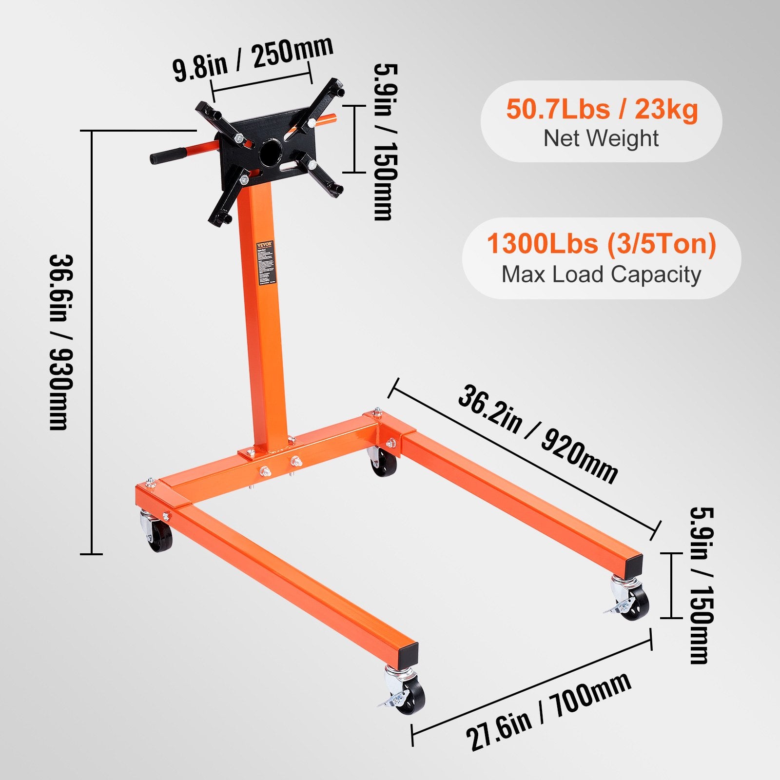 Variklio stendas VEVOR 1300 LBS, 590 kg keliamoji galia