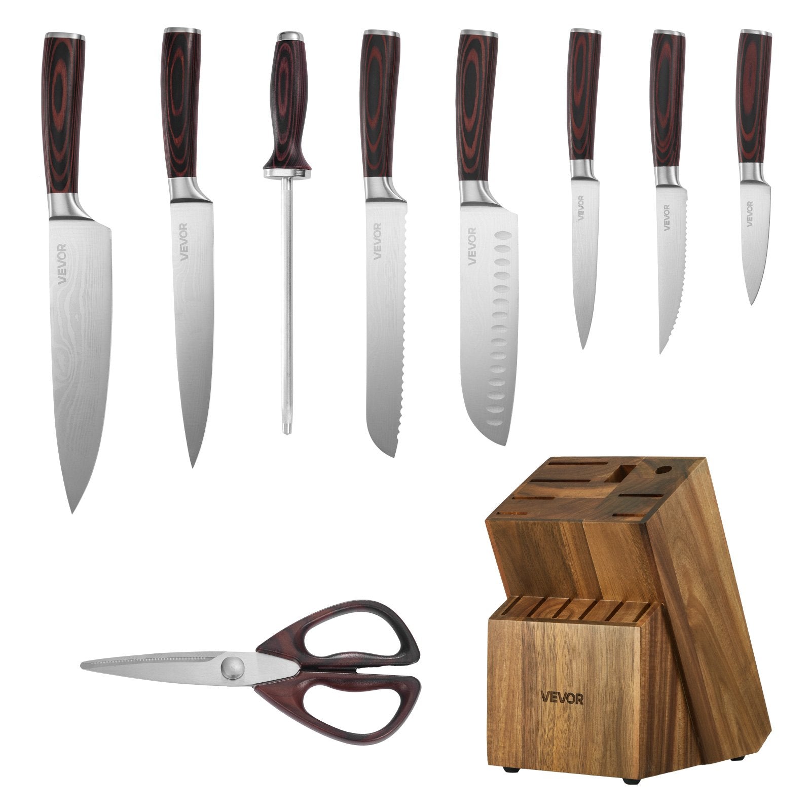 Virtuvinių peilių rinkinys VEVOR KD47M3MM45-15PCS, 15 dalių