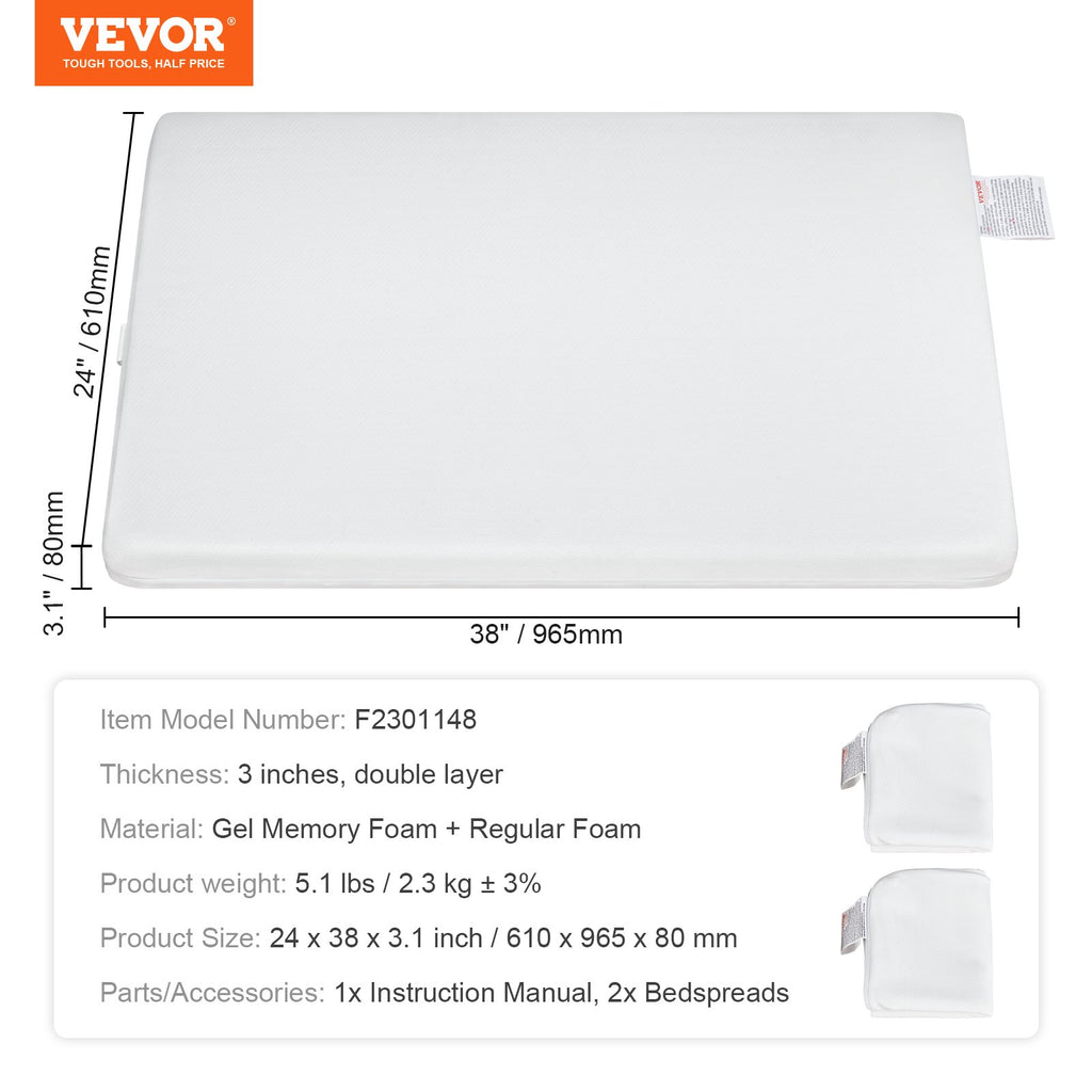 Vaikiškas čiužinys VEVOR F2301148, 61x96,5 cm