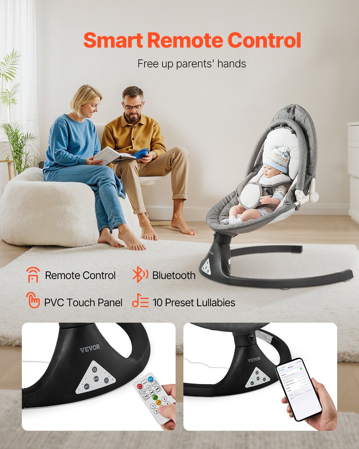 Elektrinės sūpynės-gultukas VEVOR BB005K, 5 greičių