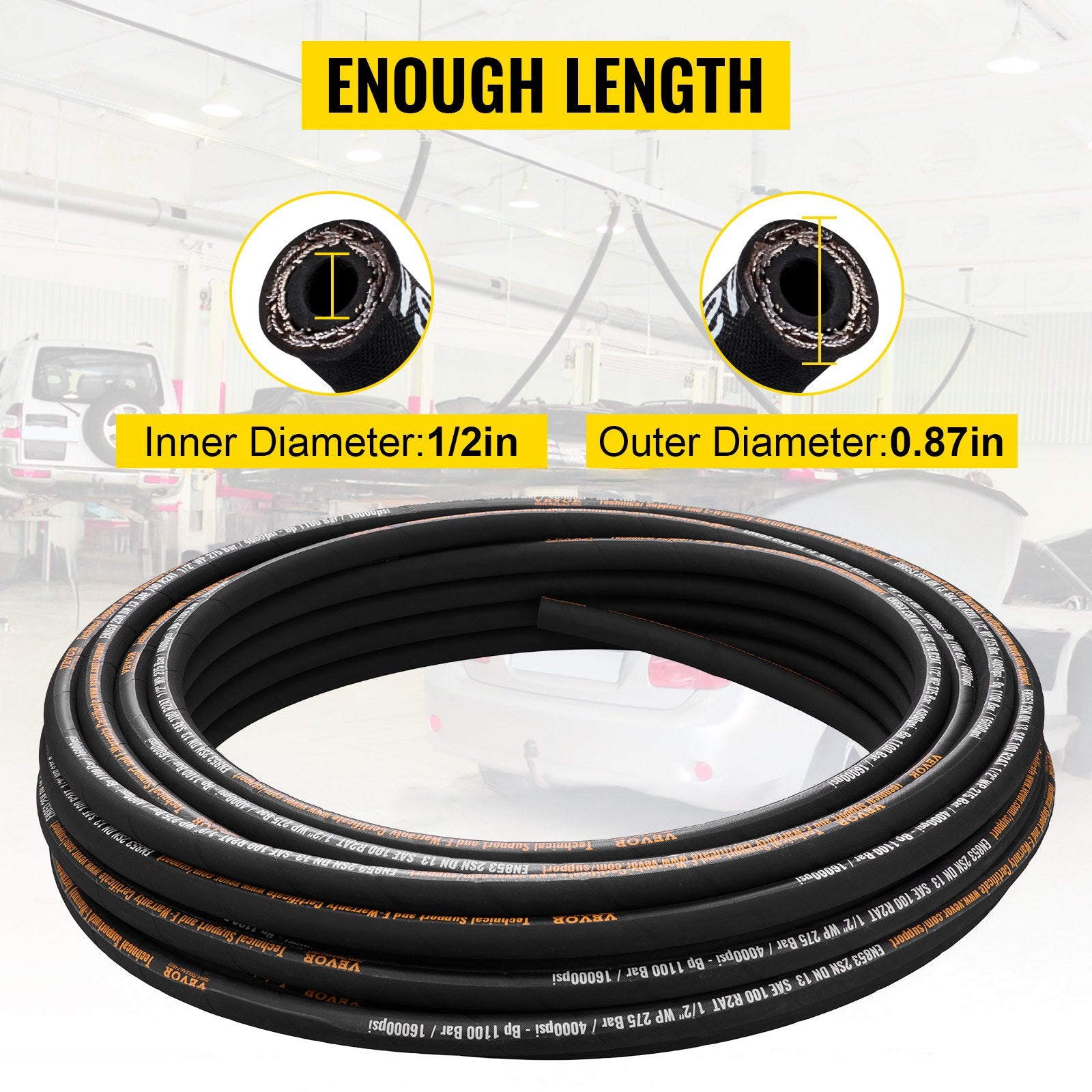 Hidraulinė žarna VEVOR 1/2 colio x 30,5 m, 4000 PSI