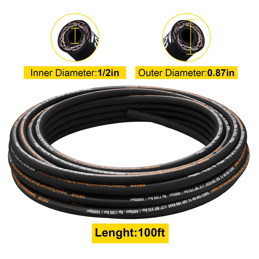 Hidraulinė žarna VEVOR 1/2 colio x 30,5 m, 4000 PSI
