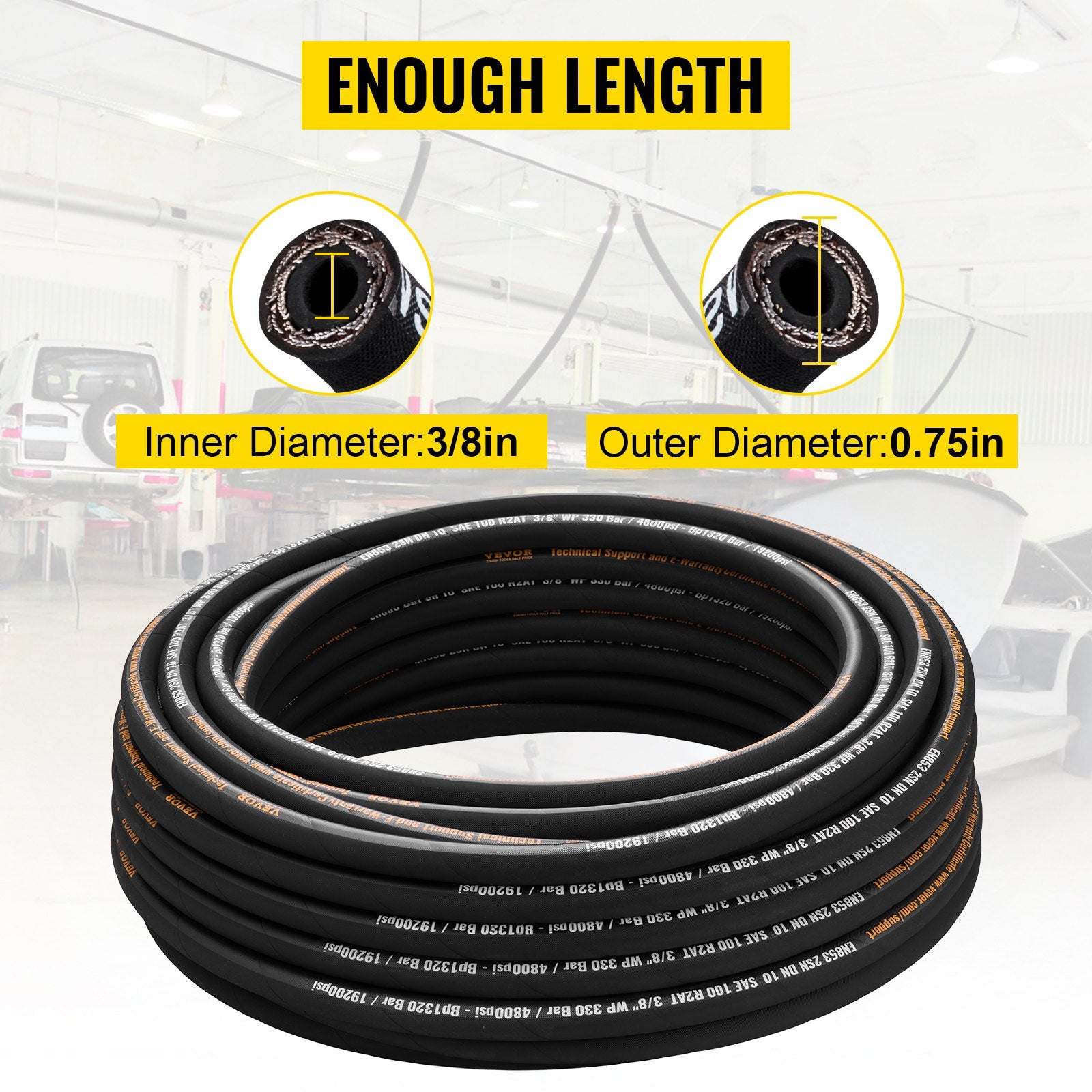 Hidraulinė žarna VEVOR 3/8 colio x 30,5 m, 5000 PSI