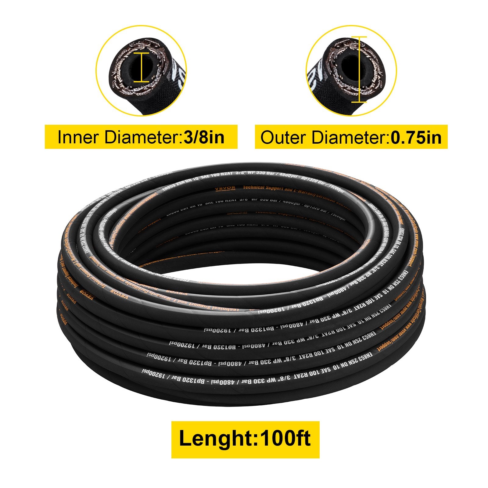 Hidraulinė žarna VEVOR 3/8 colio x 30,5 m, 5000 PSI