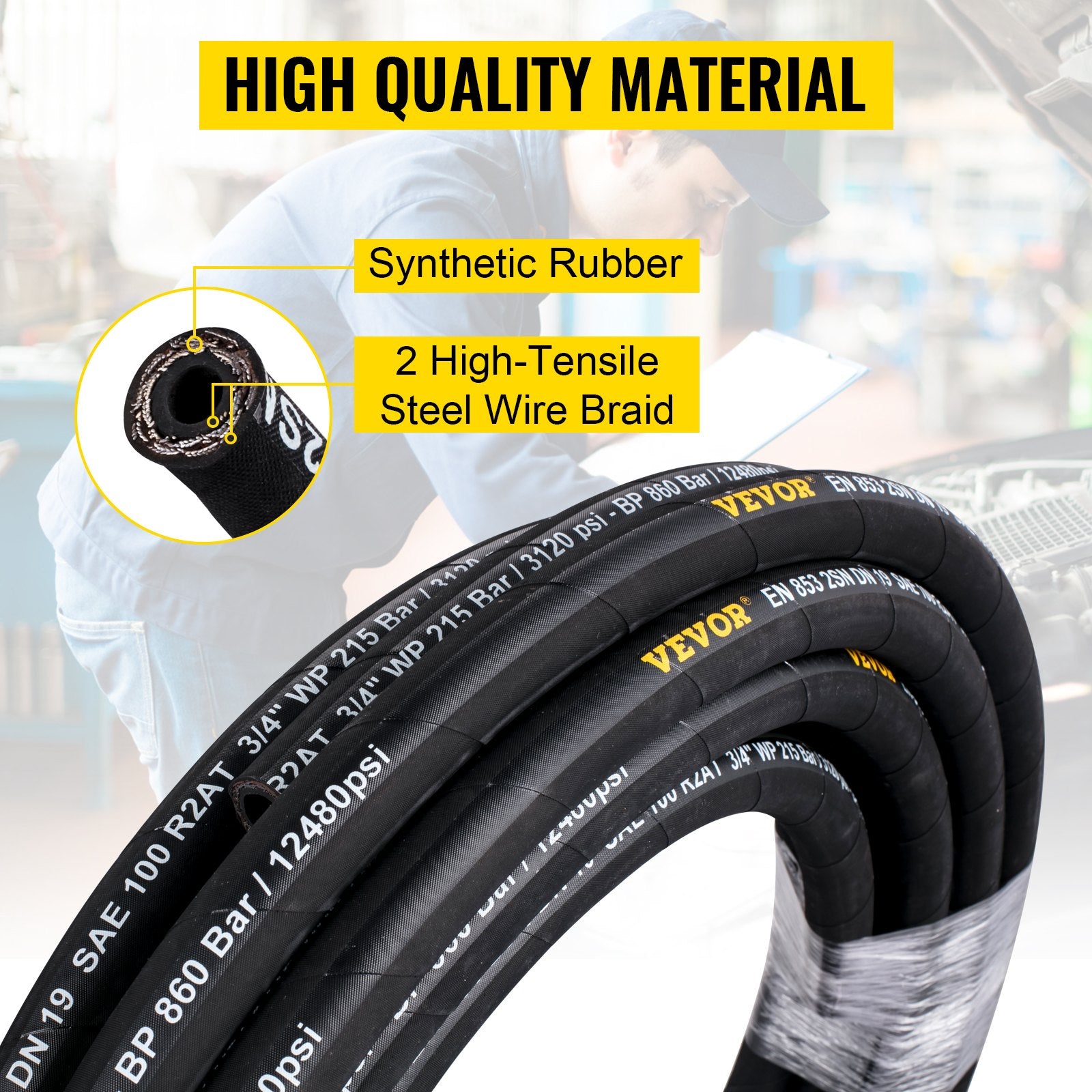 Hidraulinė žarna VEVOR 1/4 colio x 100 m, 5800 PSI