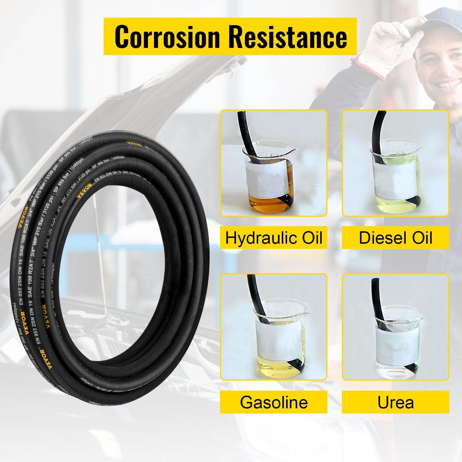 Hidraulinė žarna VEVOR 1/4 colio x 100 m, 5800 PSI