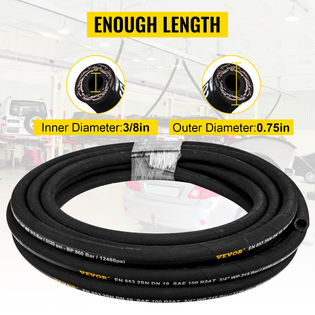 Hidraulinė žarna VEVOR 3/8 colio x 15,2 m, 5000 PSI