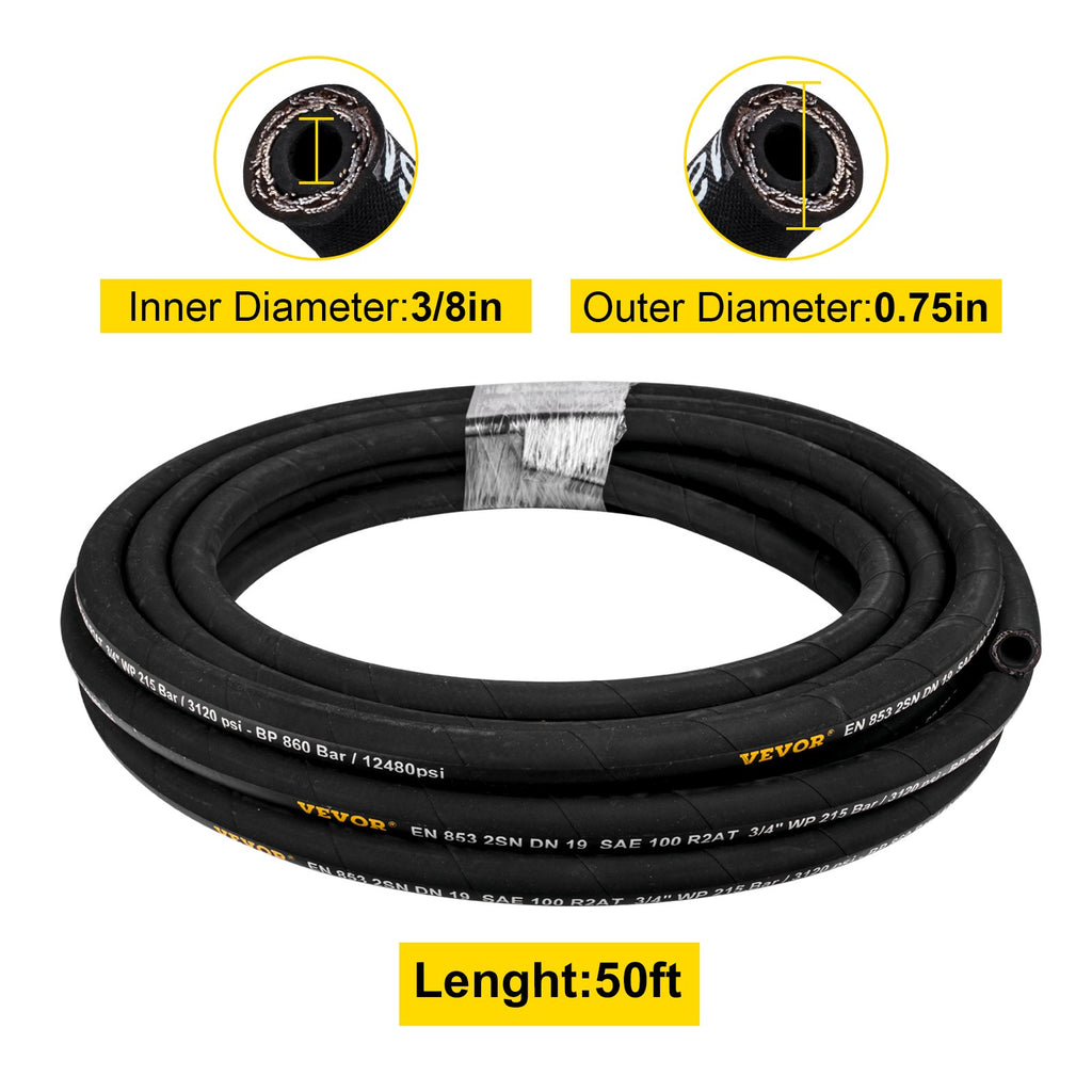 Hidraulinė žarna VEVOR 3/8 colio x 15,2 m, 5000 PSI