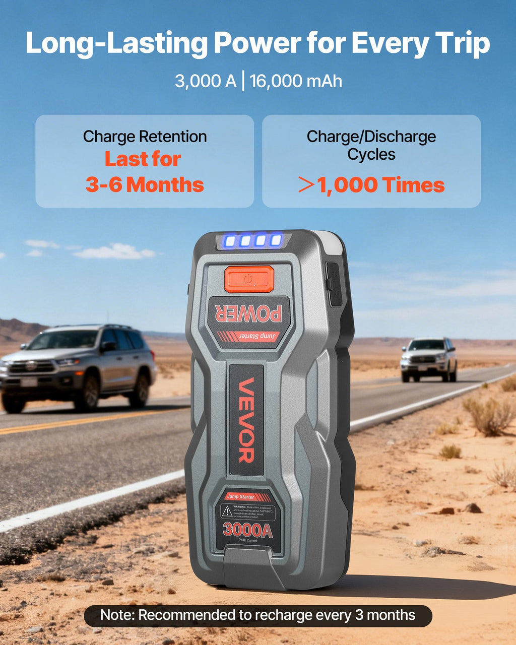 Išorinis akumuliatorius-užvedėjas (Jump Starter) VEVOR H18, 3000A