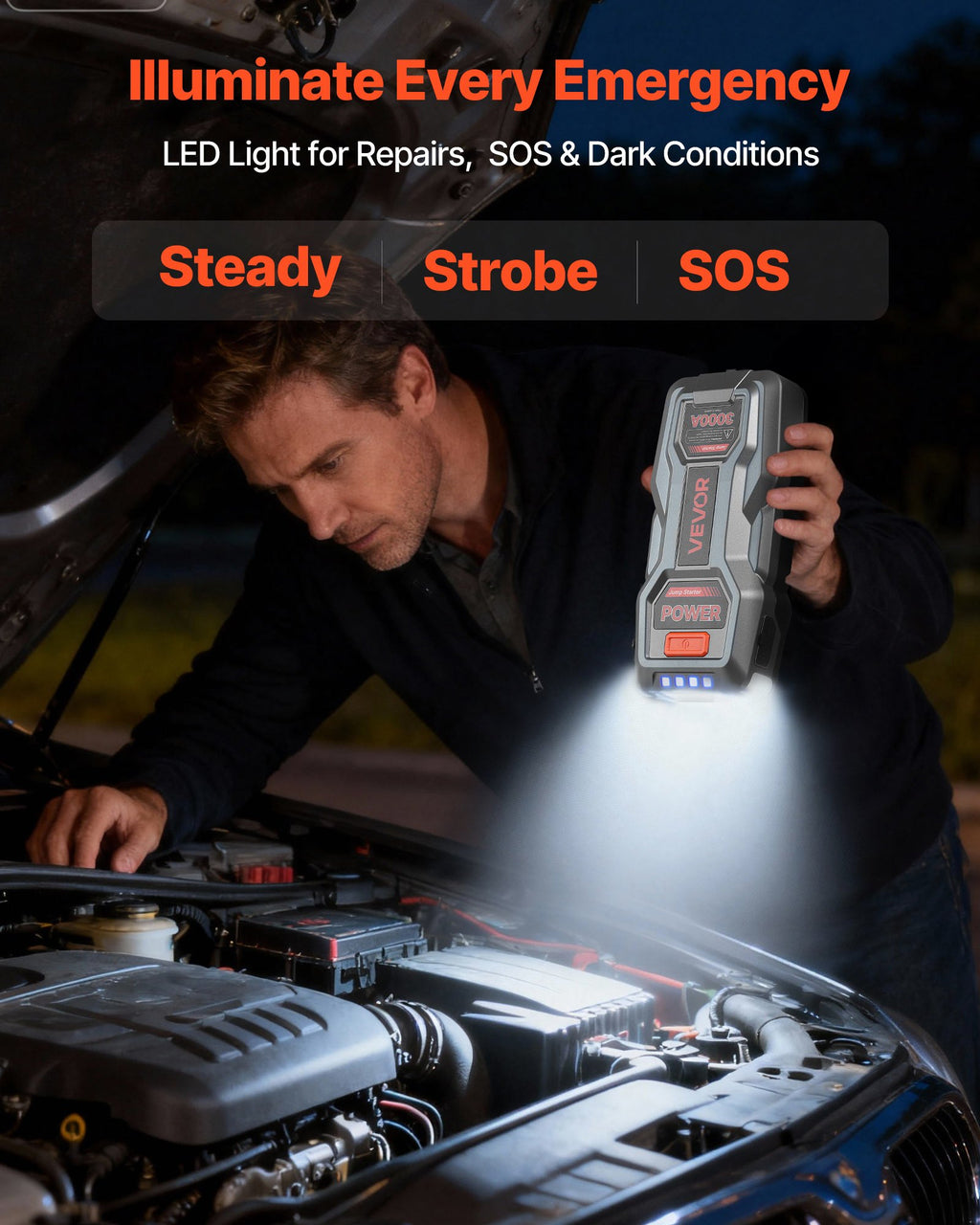 Išorinis akumuliatorius-užvedėjas (Jump Starter) VEVOR H18, 3000A