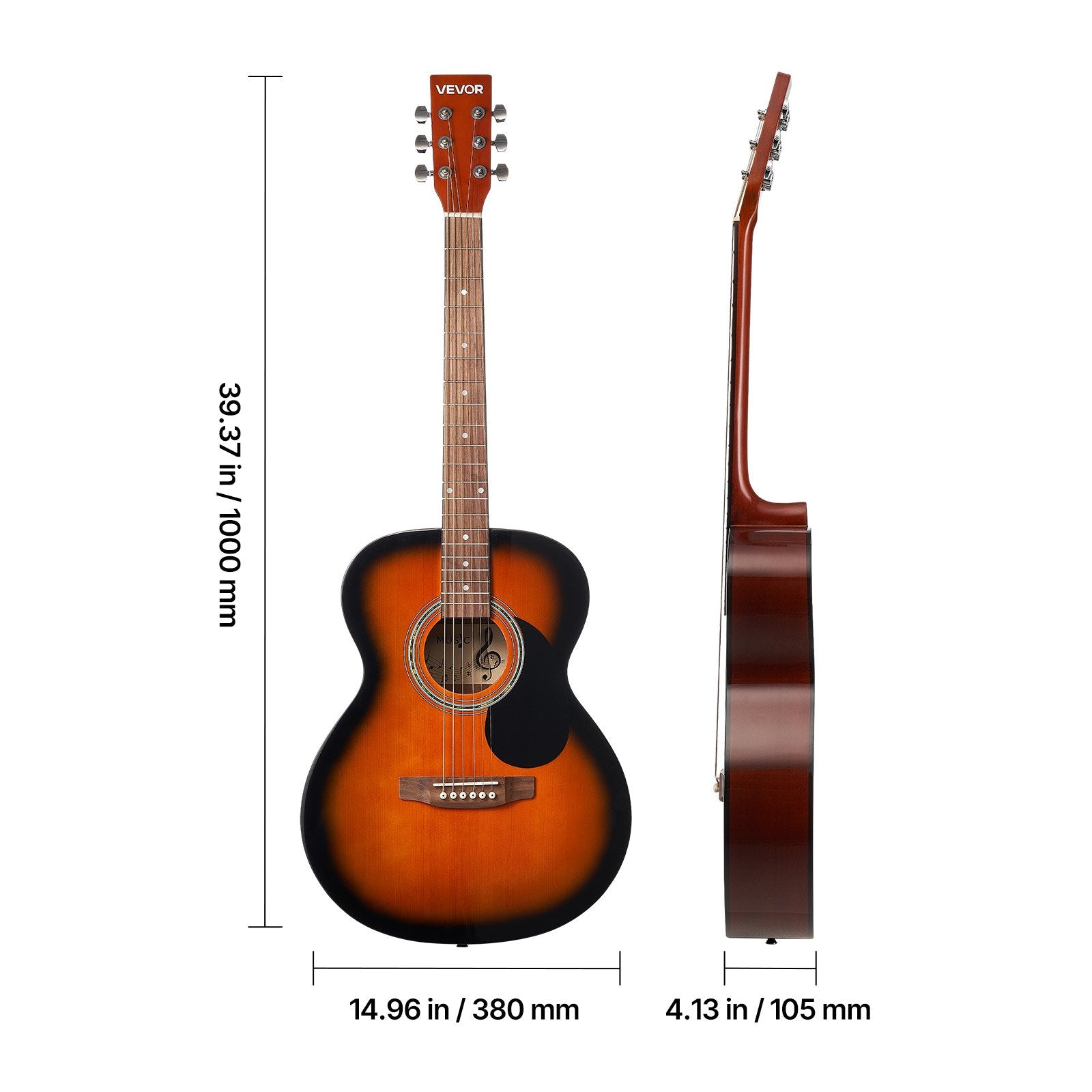 Akustinė gitara VEVOR FG068-40SB, 1016 mm