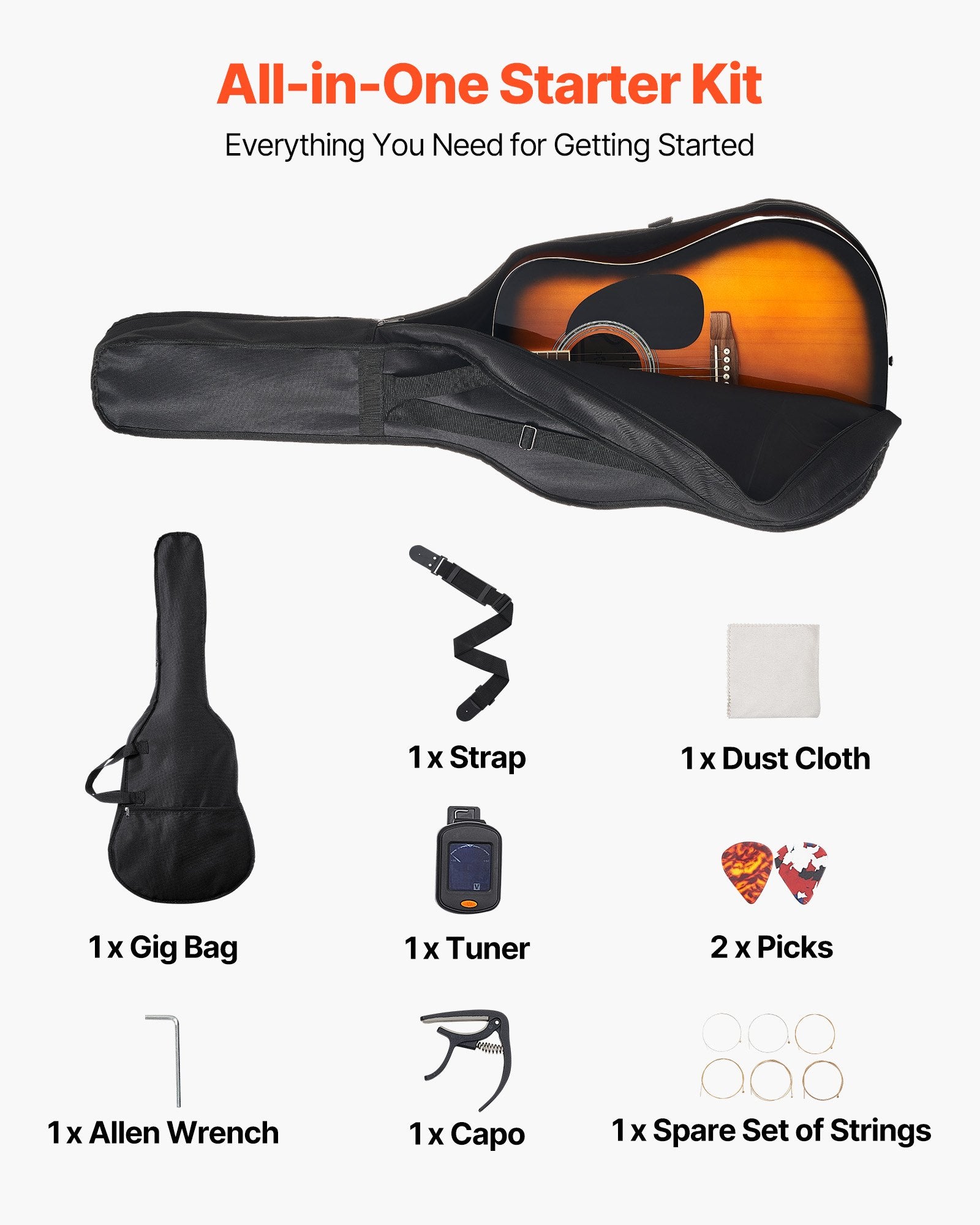 Akustinė gitara VEVOR FG068-41SB, 41 colio